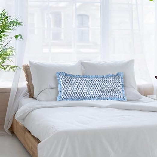 Ruffle Throw Pillow Covers -  Apatite Blue