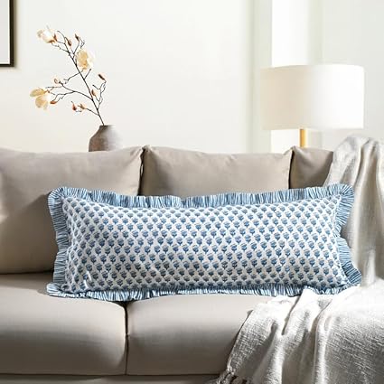 Cotton Ruffle Sham Cover - Apatite Blue