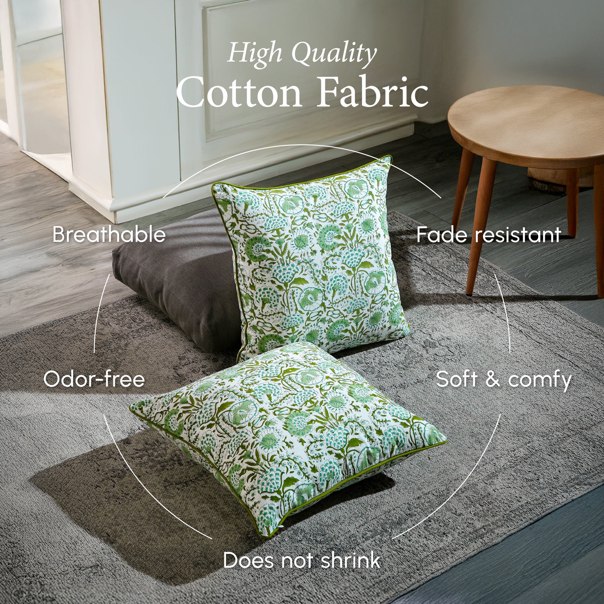 Piping Throw Pillow Covers - Agate Green (Set of 2)