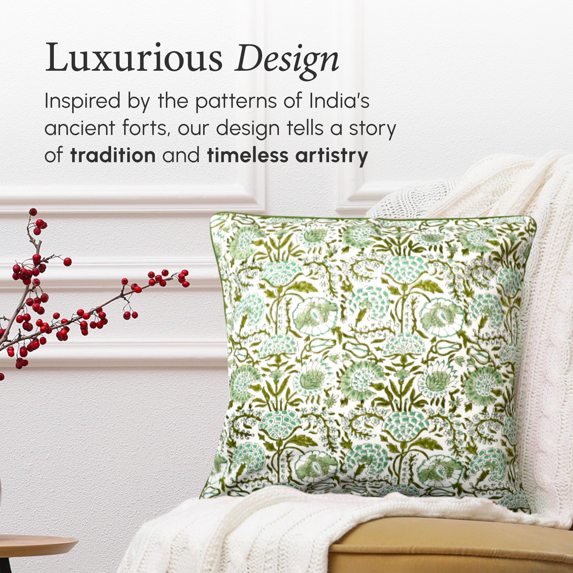 Piping Throw Pillow Covers - Agate Green (Set of 2)