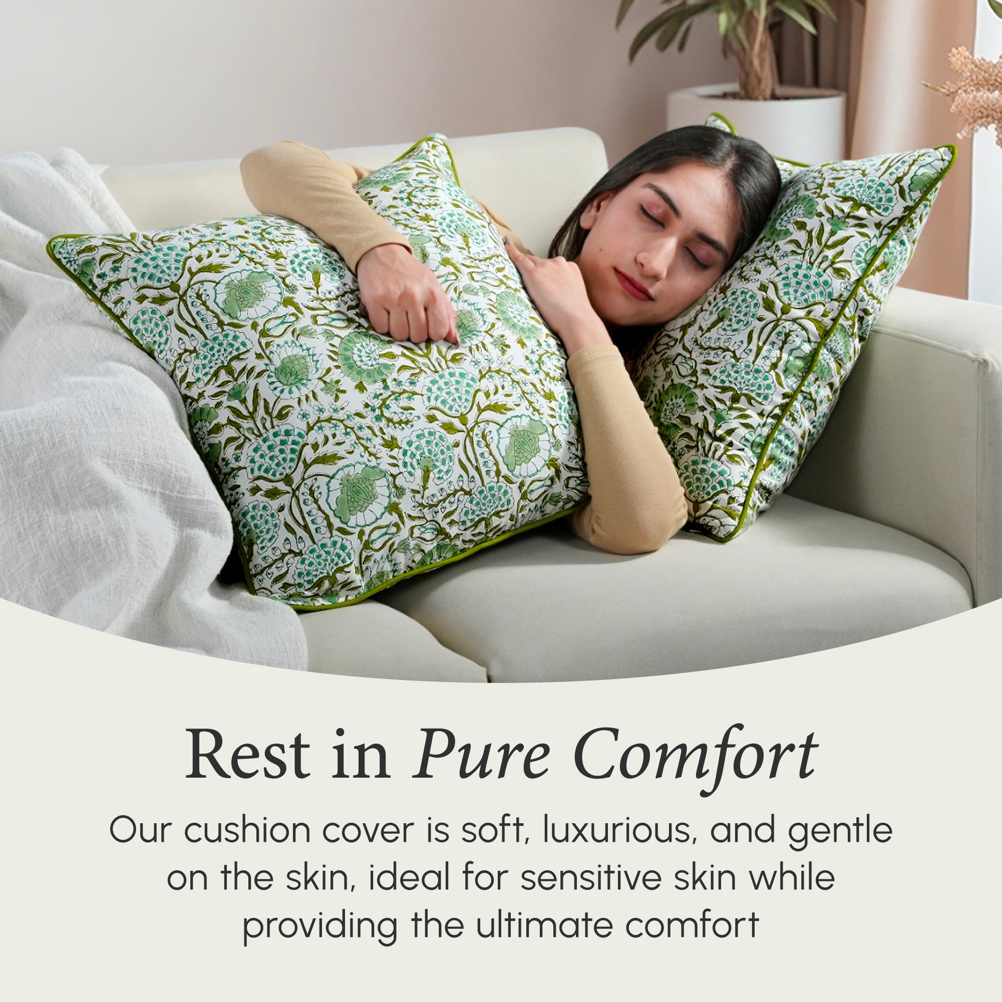 Piping Throw Pillow Covers - Agate Green (Set of 2)
