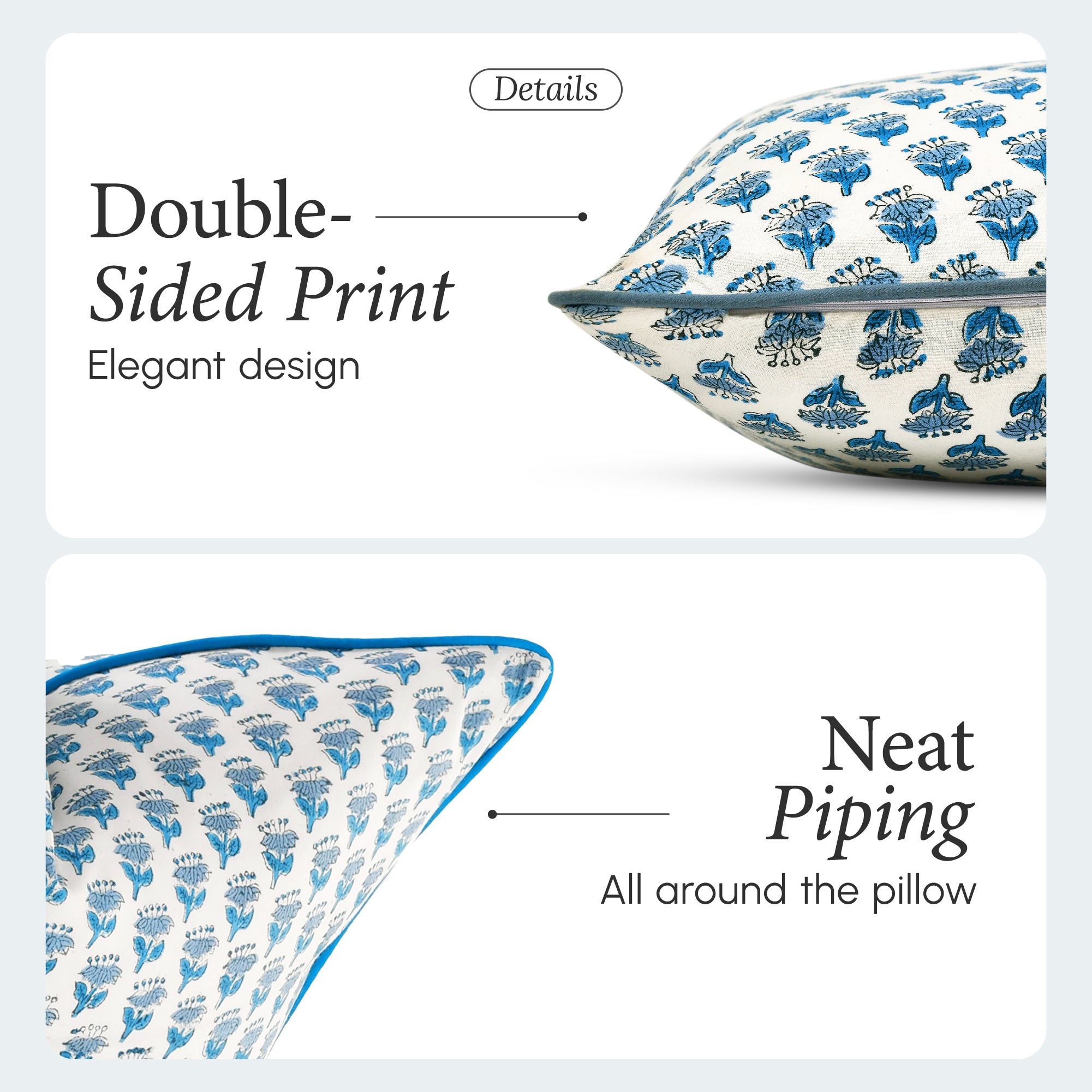 Piping Throw Pillow Covers - Apatite Blue (Set of 2)