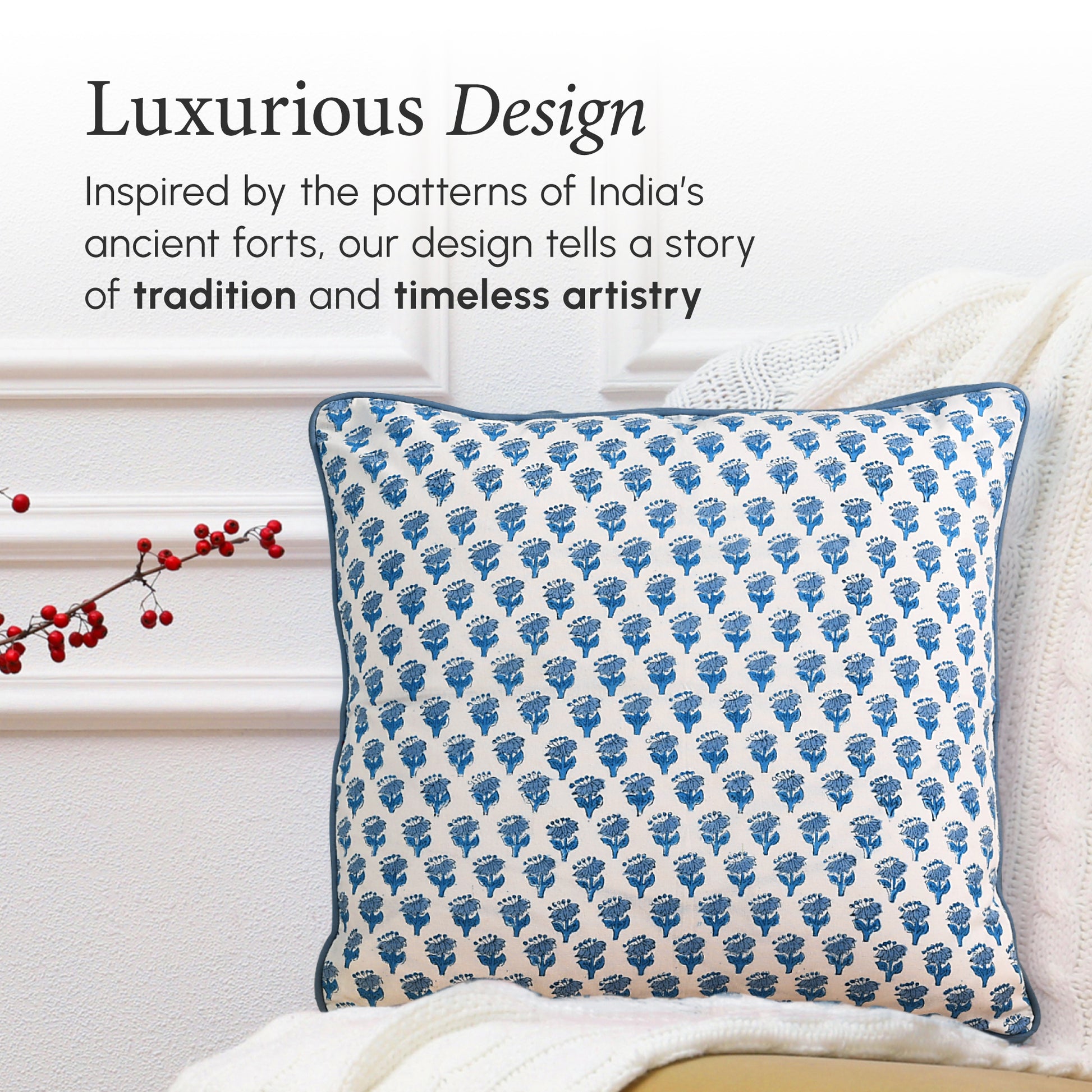 Piping Throw Pillow Covers - Apatite Blue (Set of 2)