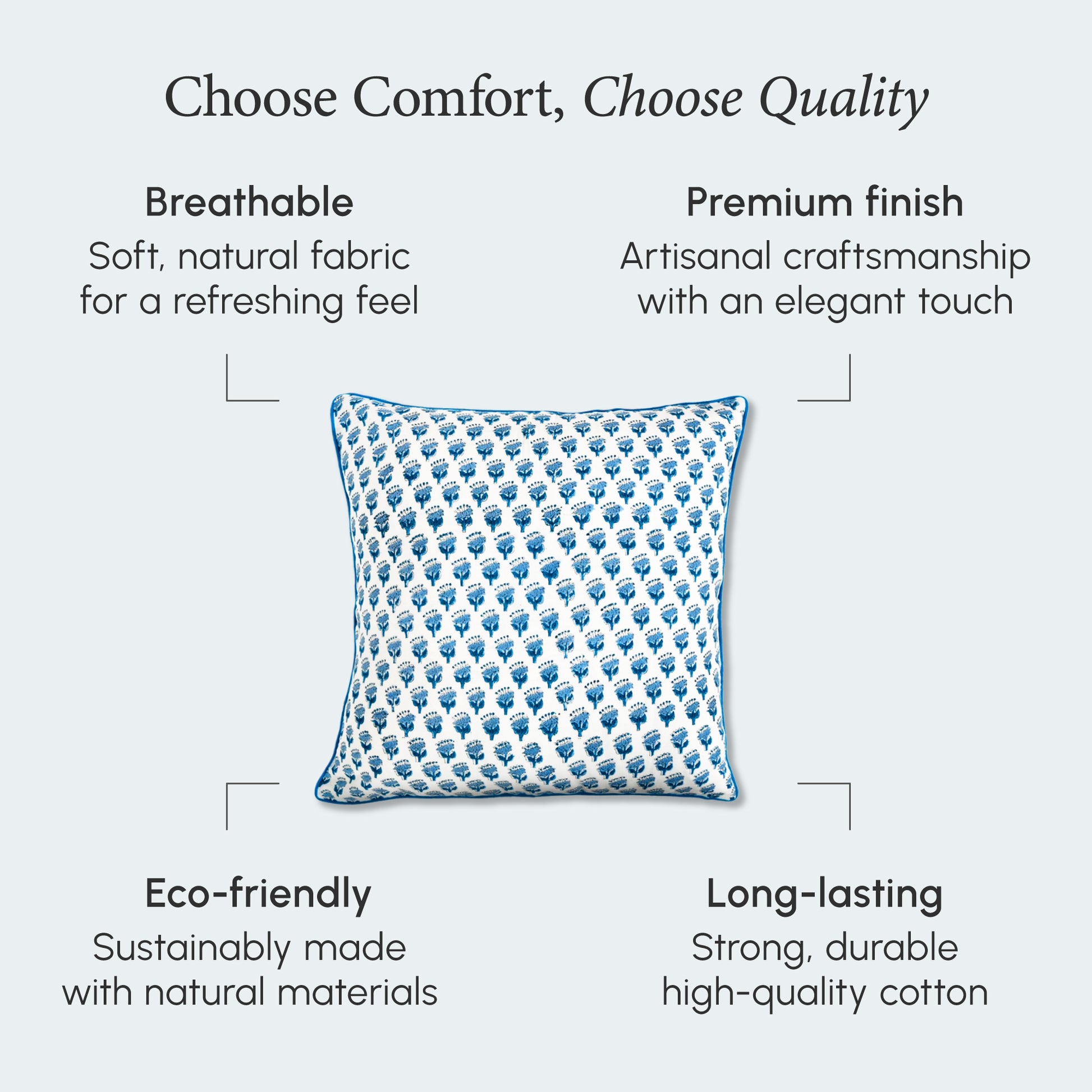 Piping Throw Pillow Covers - Apatite Blue (Set of 2)