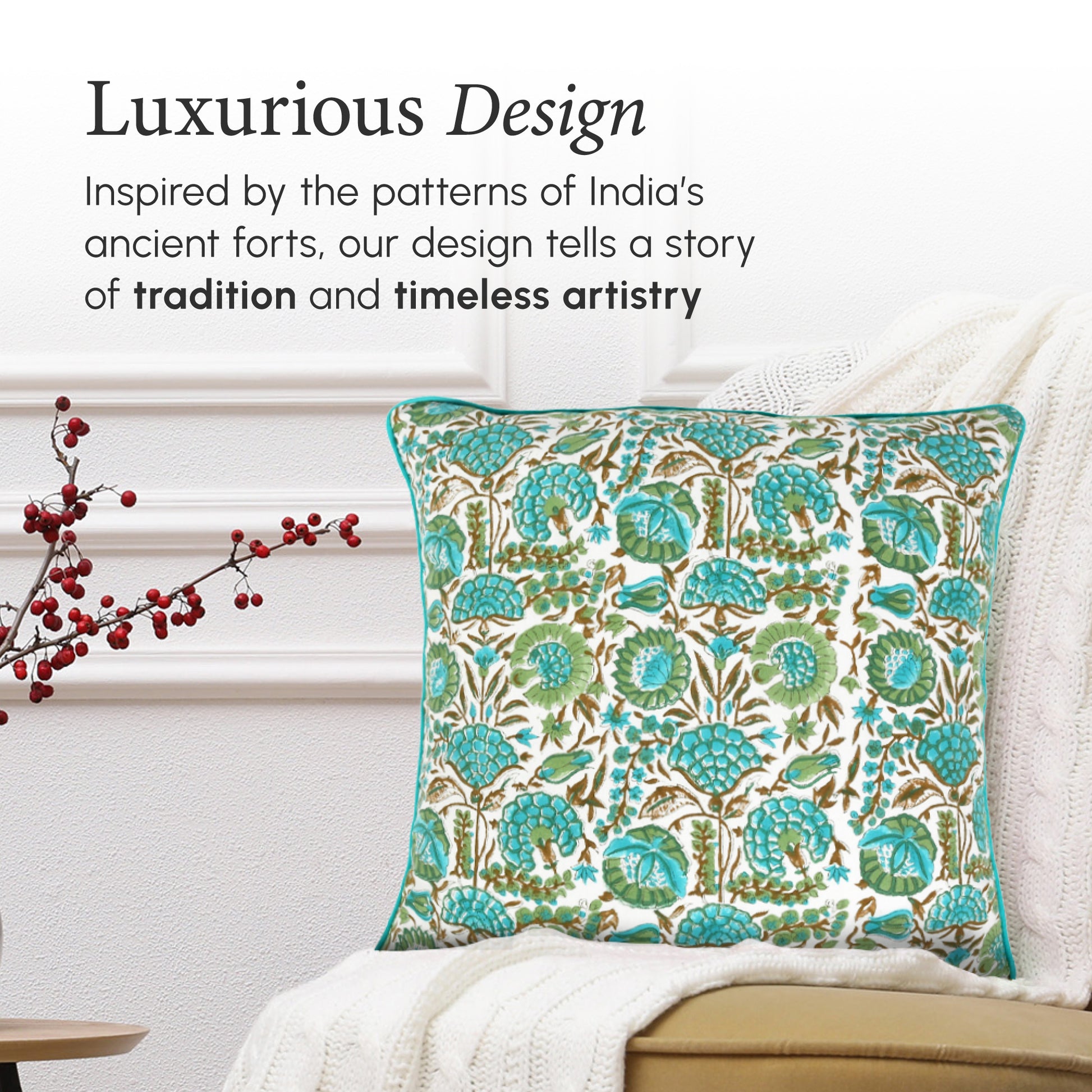Piping Throw Pillow Covers - Aqua Green (Set of 2)