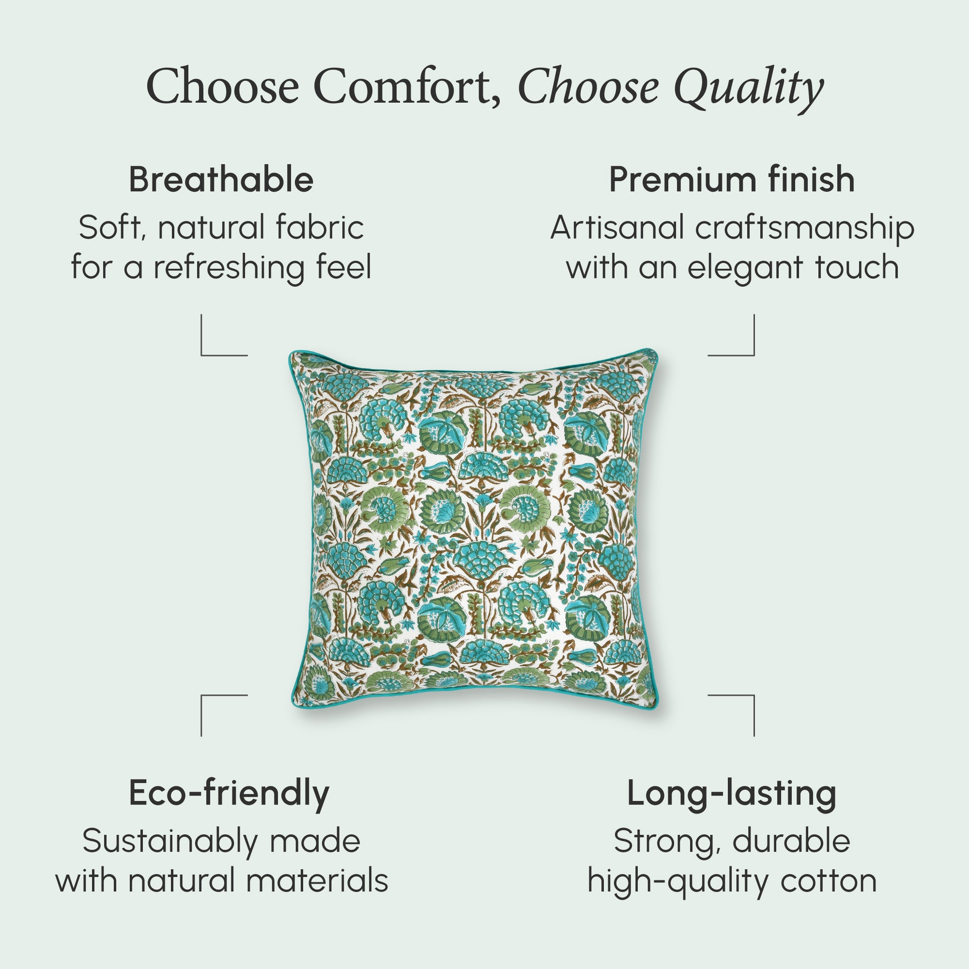 Piping Throw Pillow Covers - Aqua Green (Set of 2)