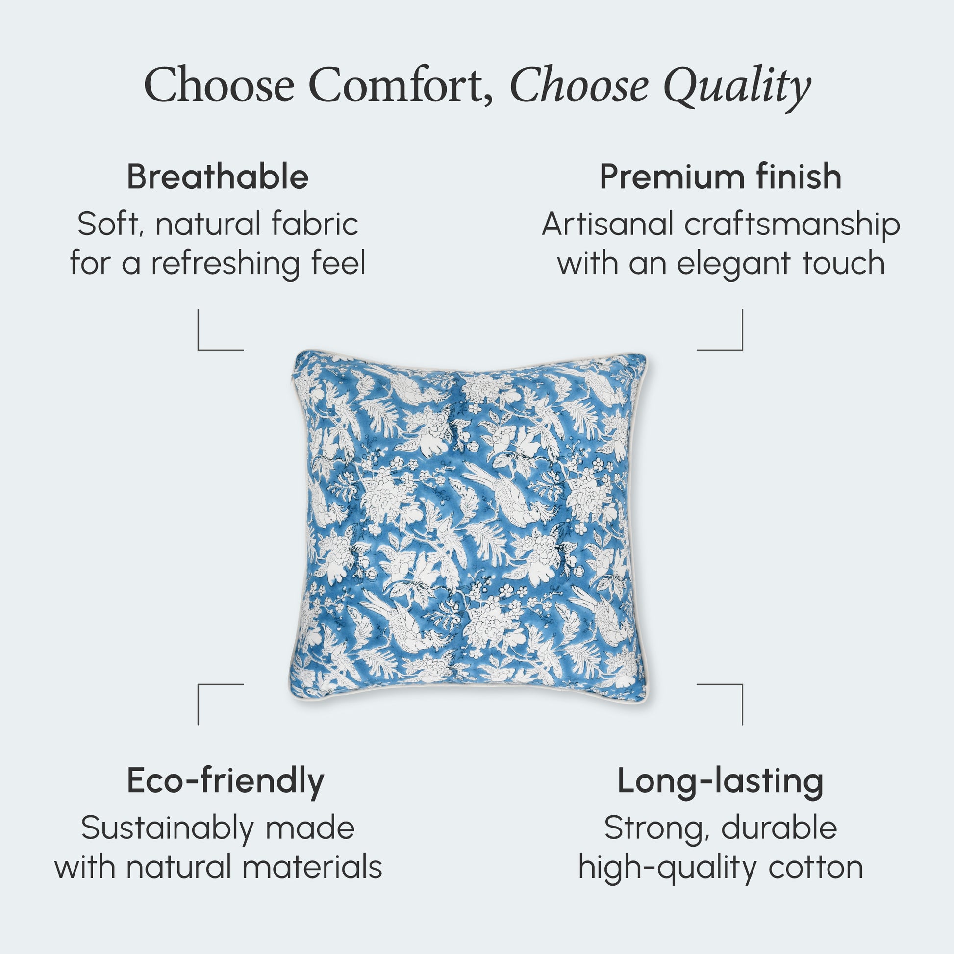 Piping Throw Pillow Covers - Blue Sapphire (Set of 2)