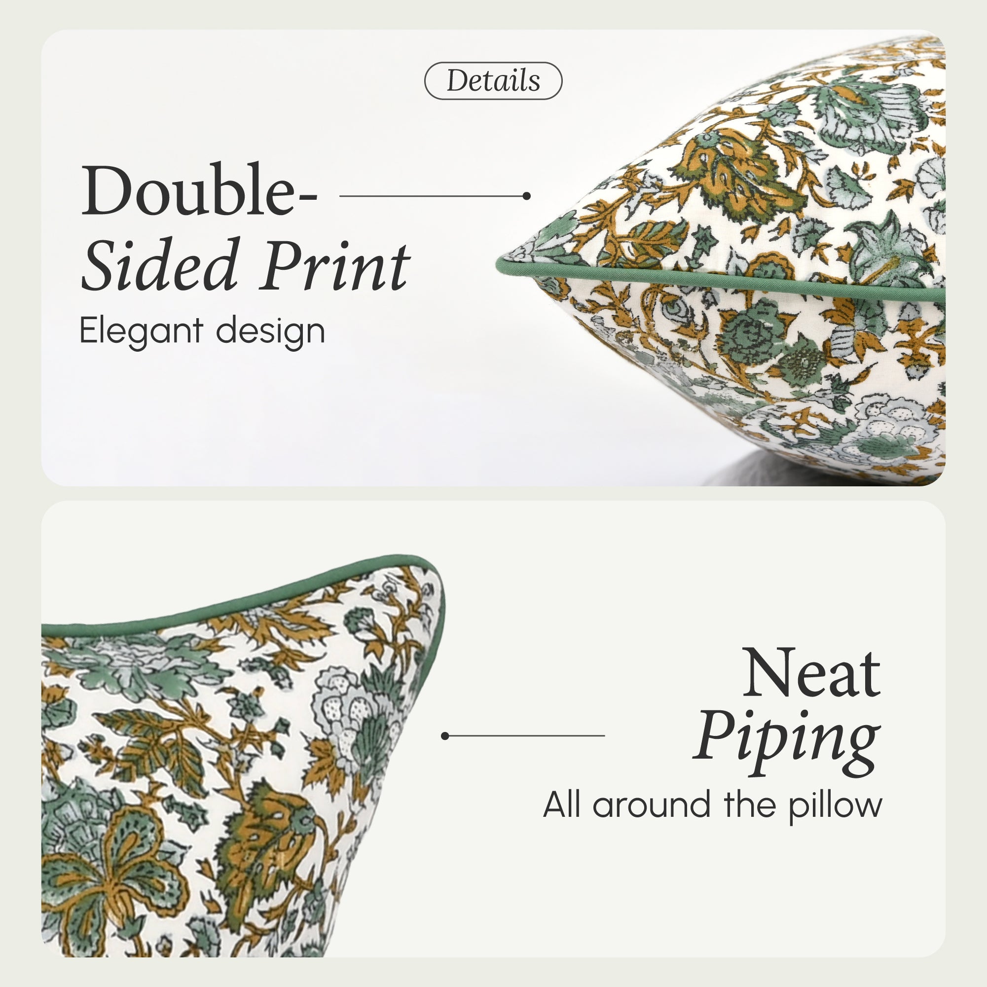 Piping Throw Pillow Covers - Topaz Blue (Set of 2)