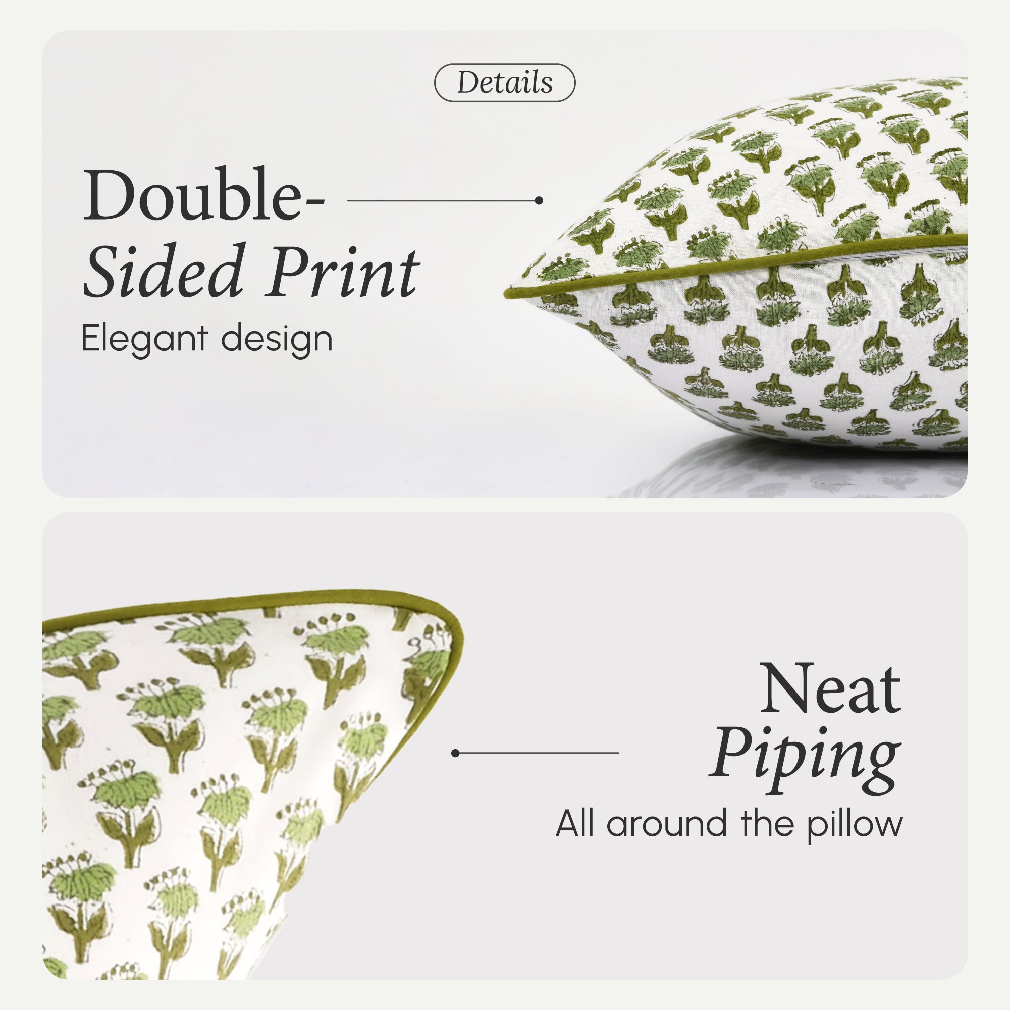 Piping Throw Pillow Covers - Emerald Green (Set of 2)