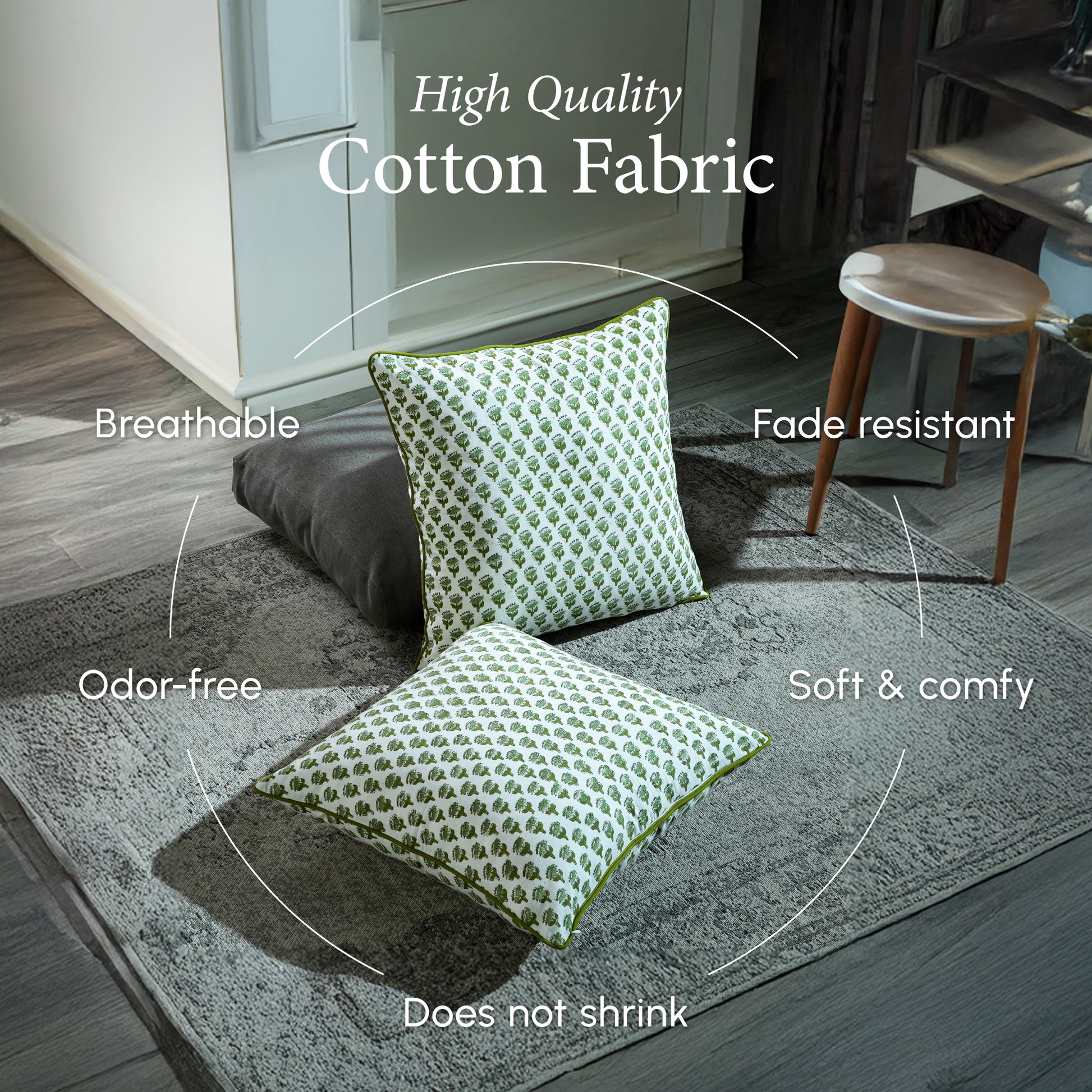 Piping Throw Pillow Covers - Emerald Green (Set of 2)