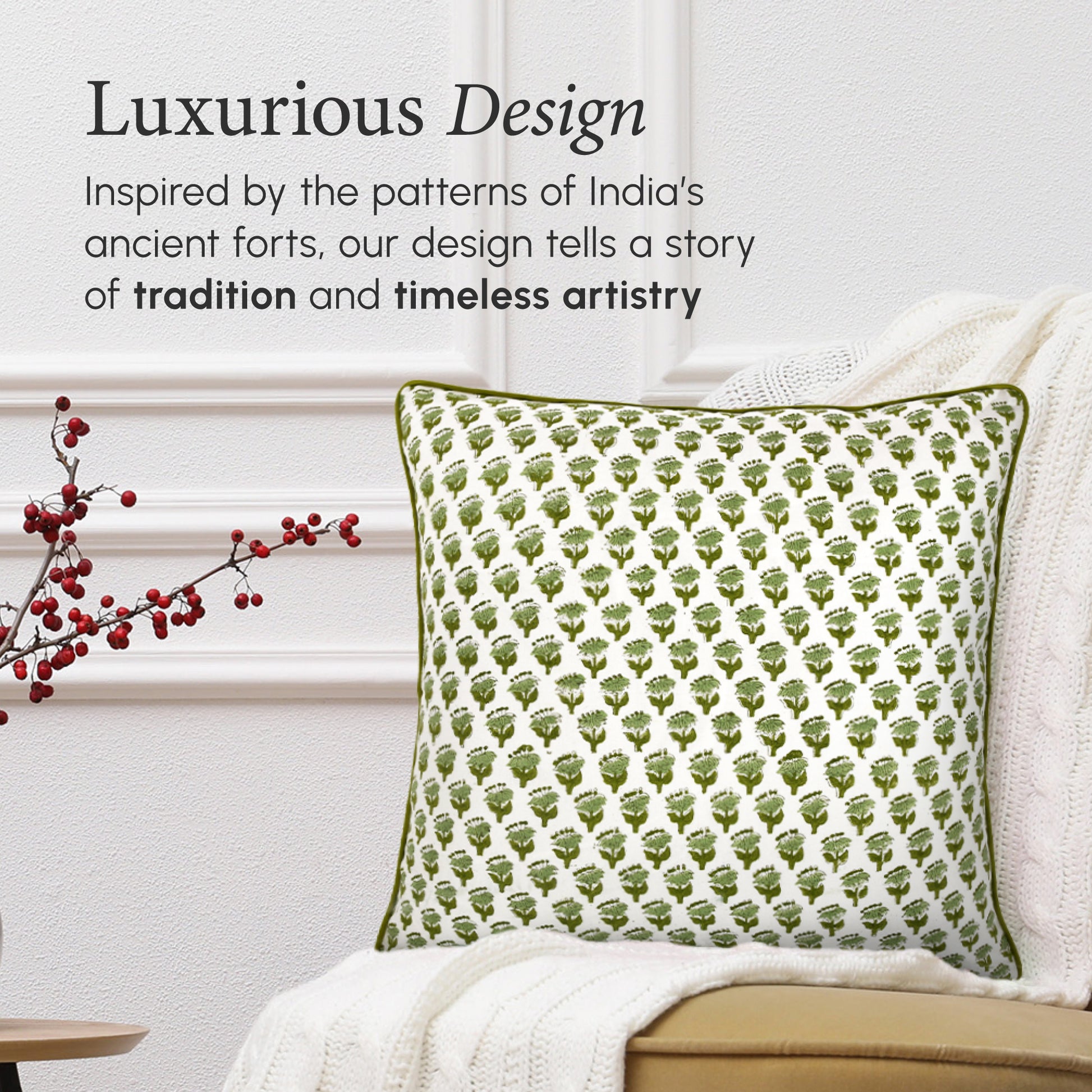 Piping Throw Pillow Covers - Emerald Green (Set of 2)