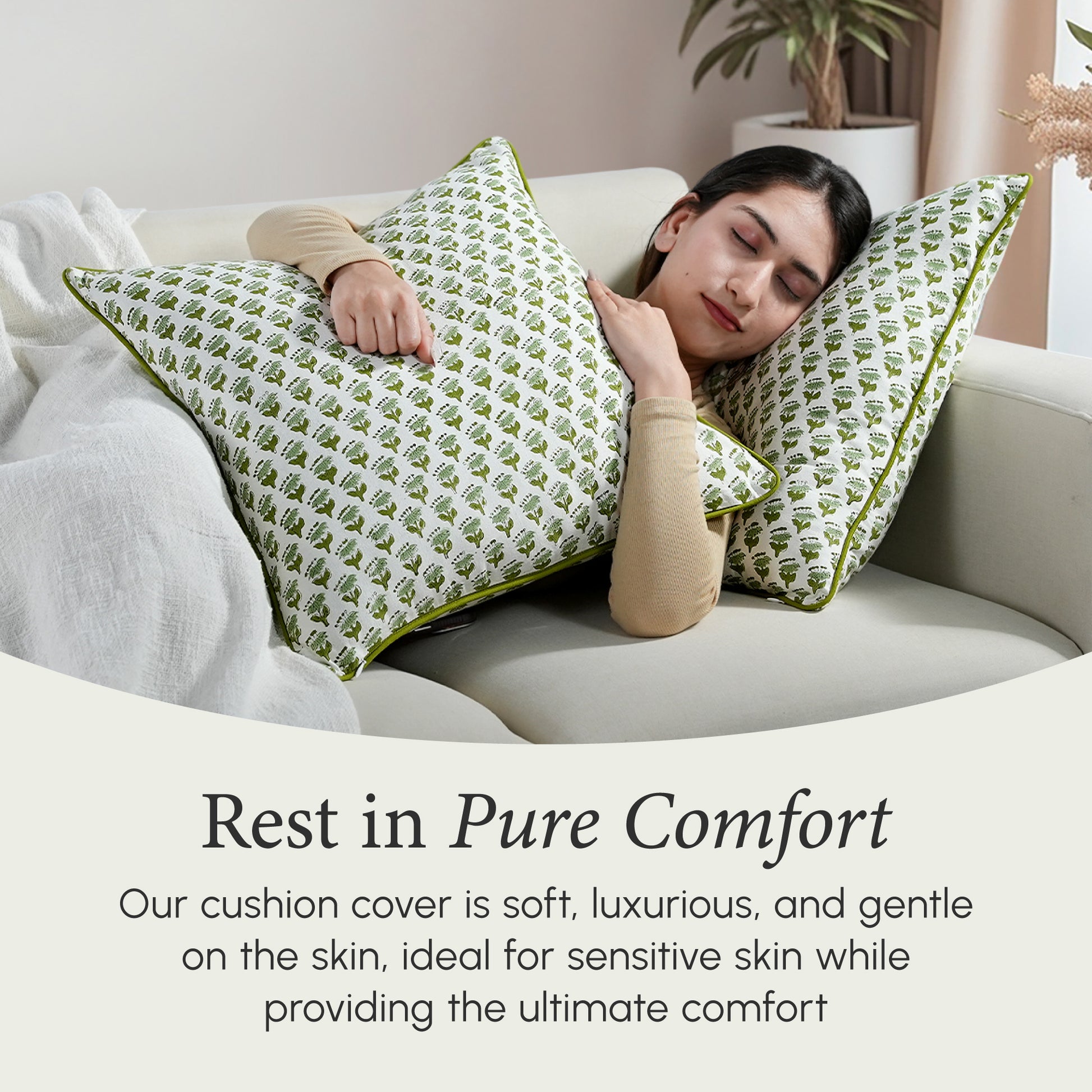 Piping Throw Pillow Covers - Emerald Green (Set of 2)