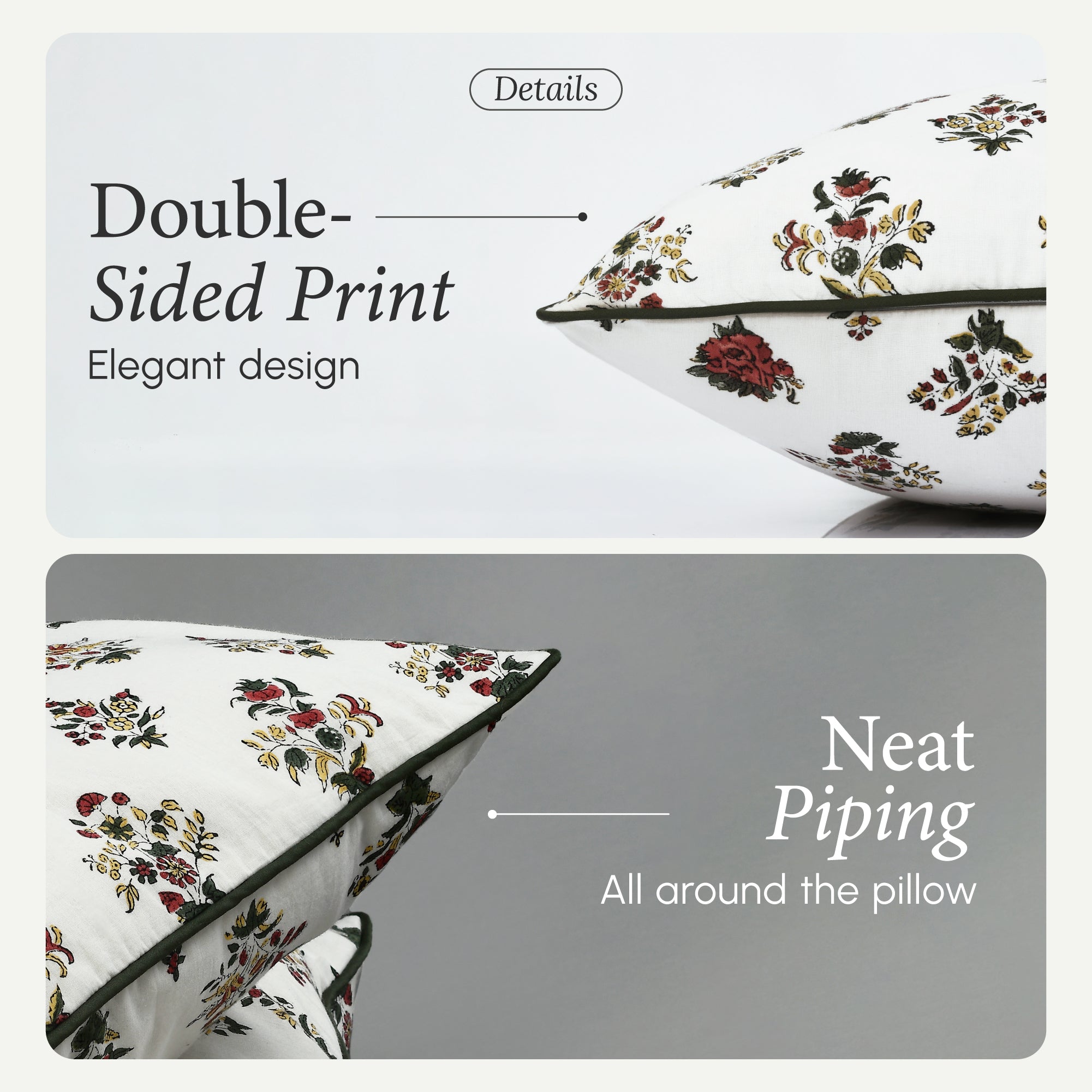 Piping Throw Pillow Covers - Forest Green (Set of 2)