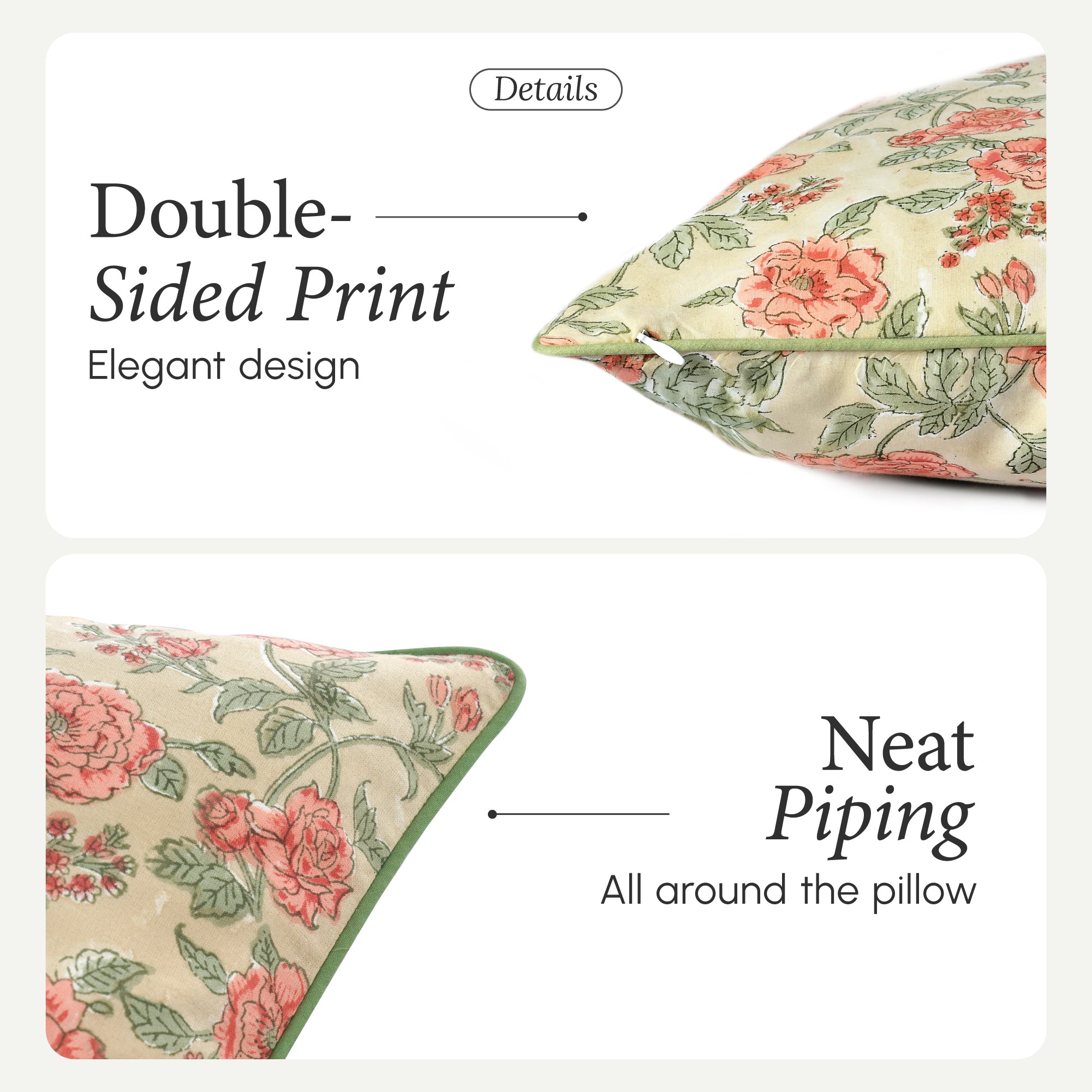 Piping Throw Pillow Covers - Fire Opal (Set of 2)