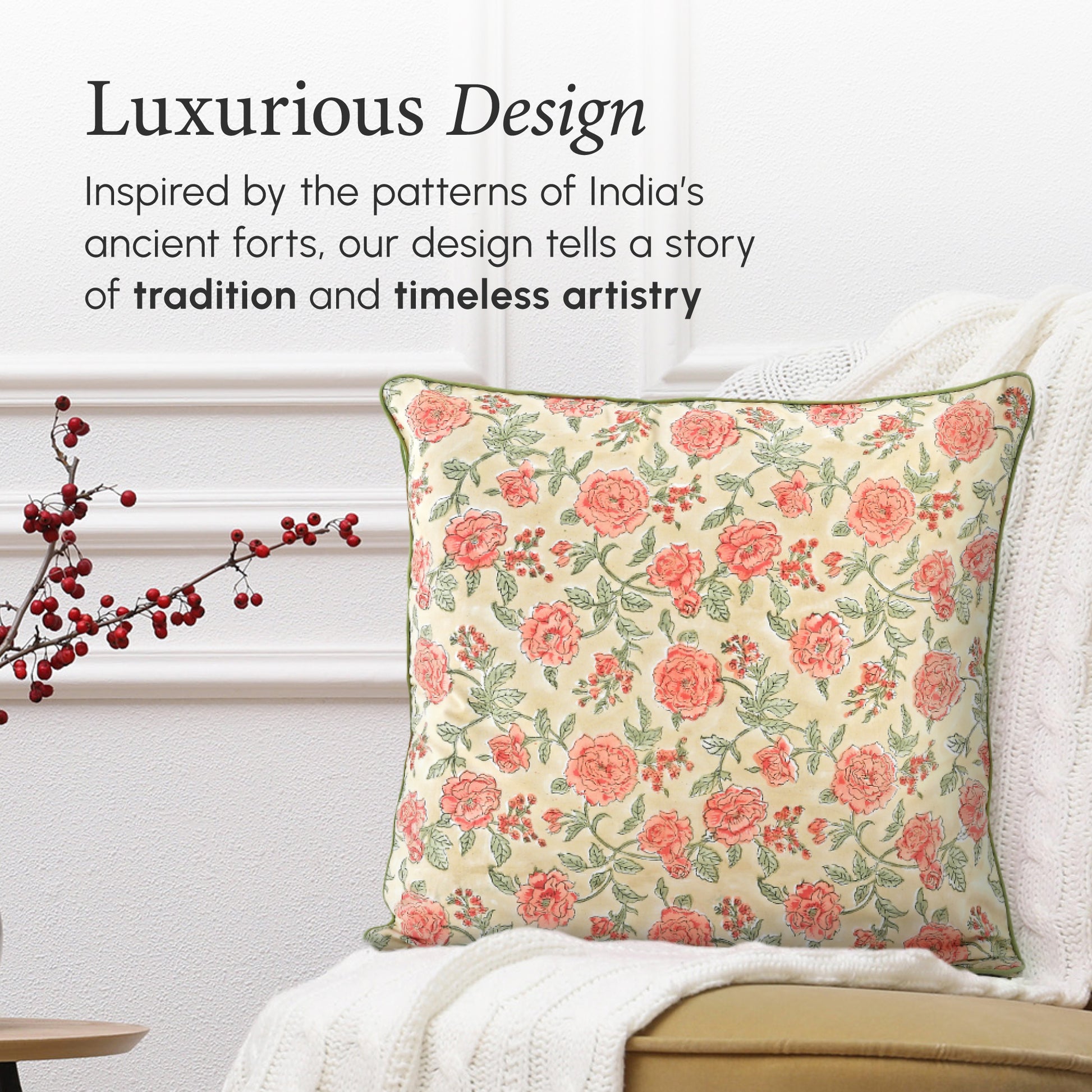 Piping Throw Pillow Covers - Fire Opal (Set of 2)