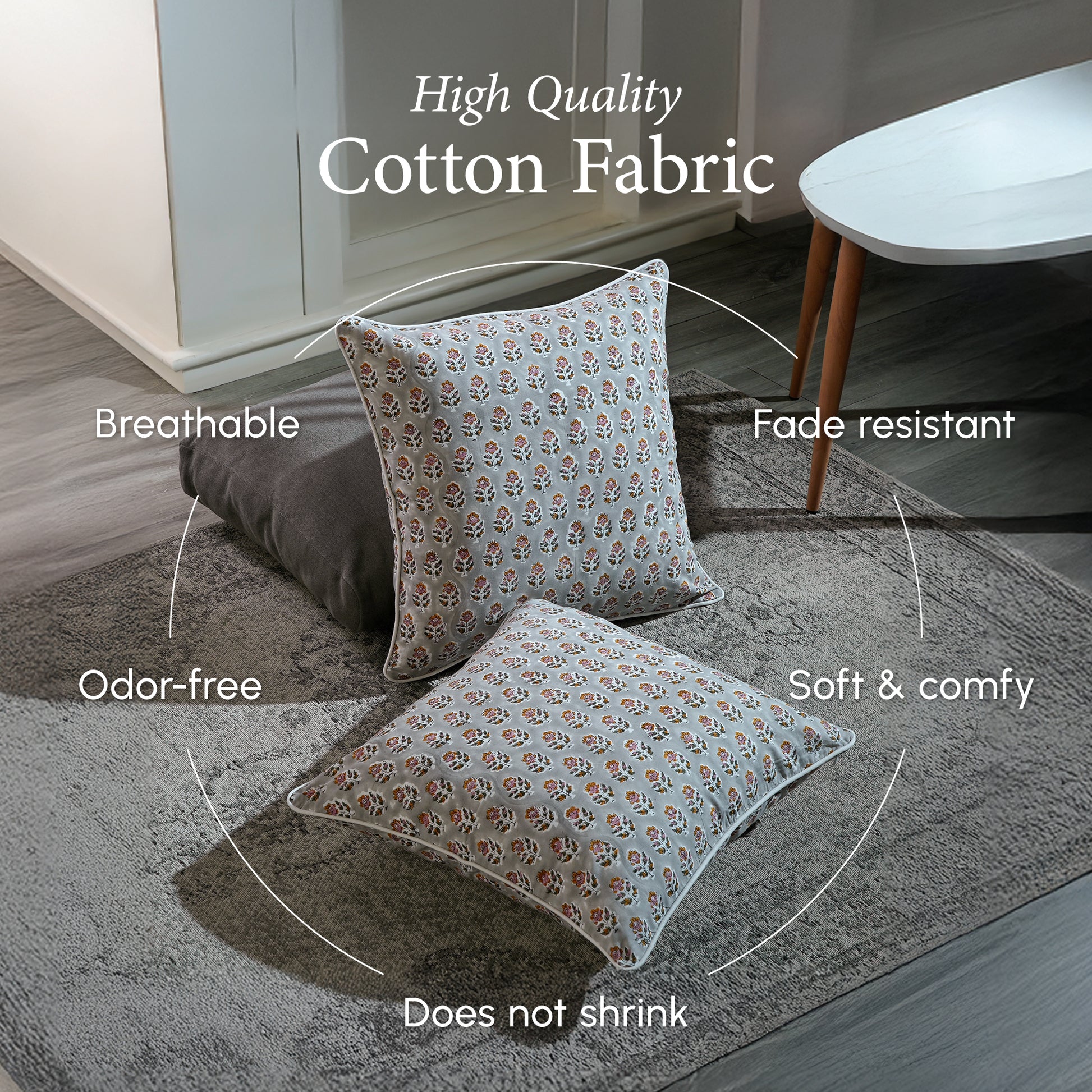 Piping Throw Pillow Covers - Labra Gray (Set of 2)
