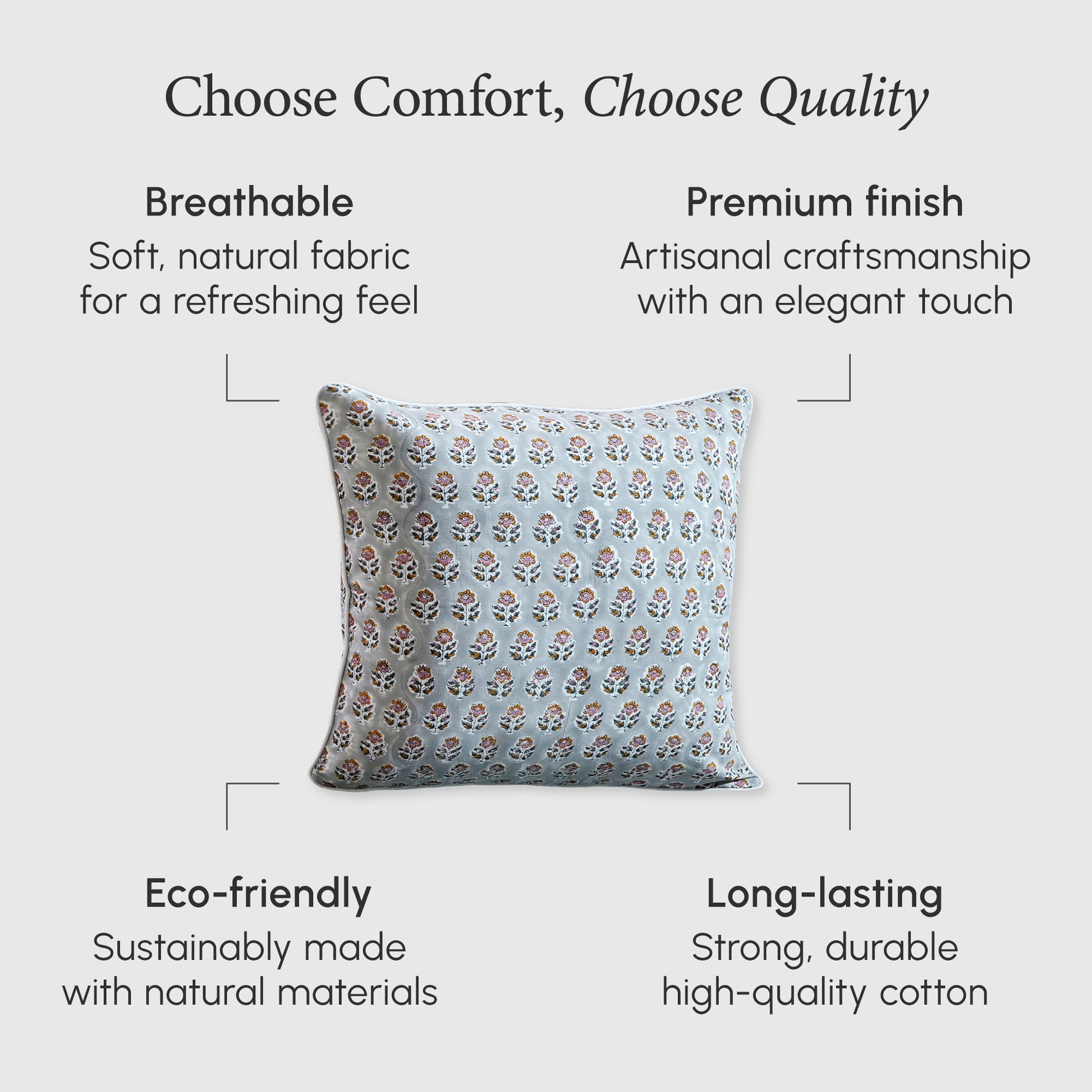 Piping Throw Pillow Covers - Labra Gray (Set of 2)
