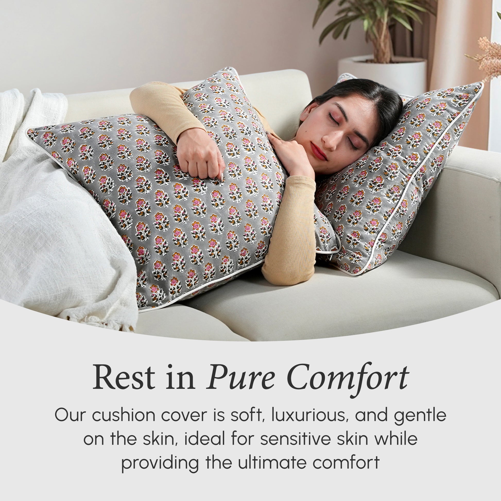 Piping Throw Pillow Covers - Labra Gray (Set of 2)