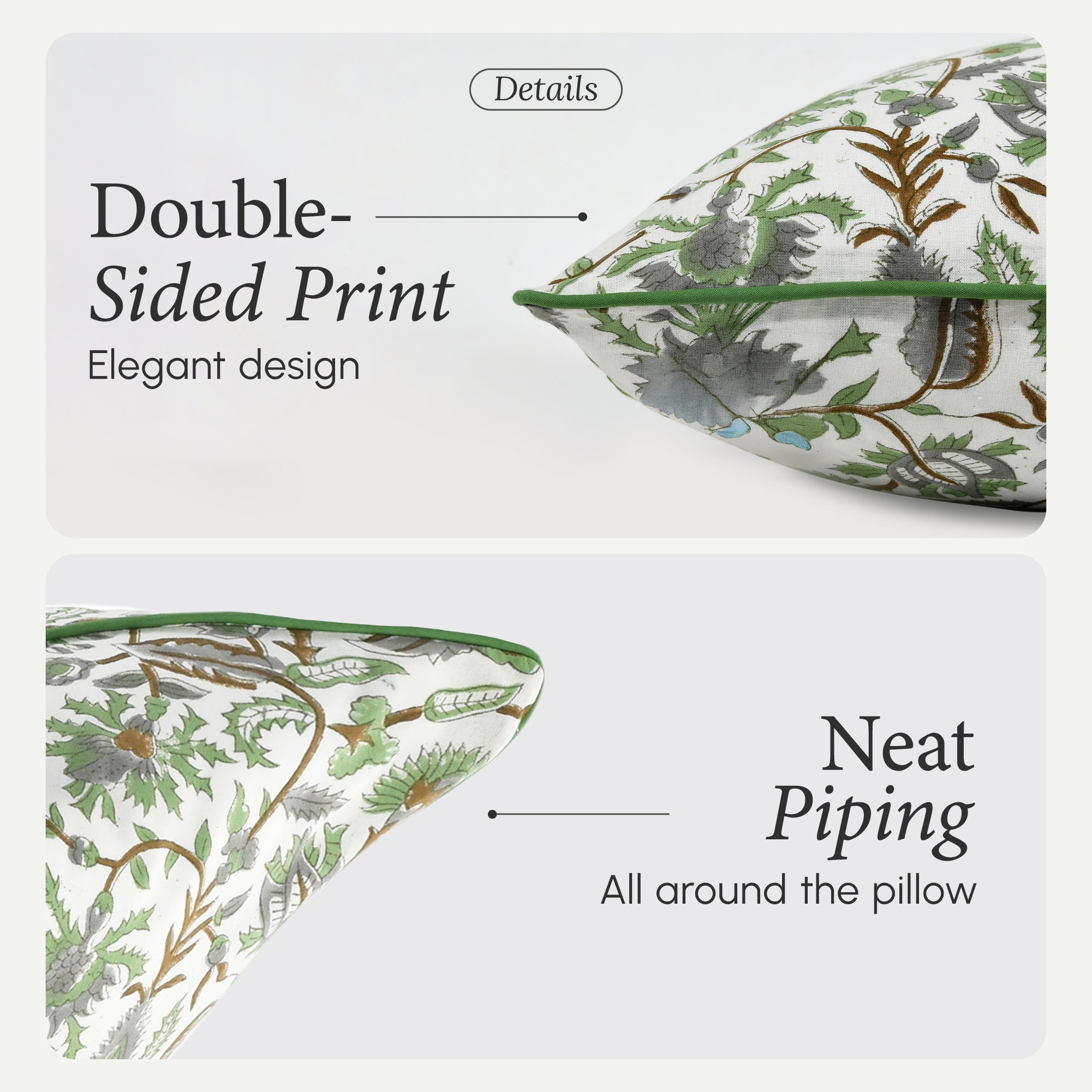 Piping Throw Pillow Covers - Mint Green (Set of 2)