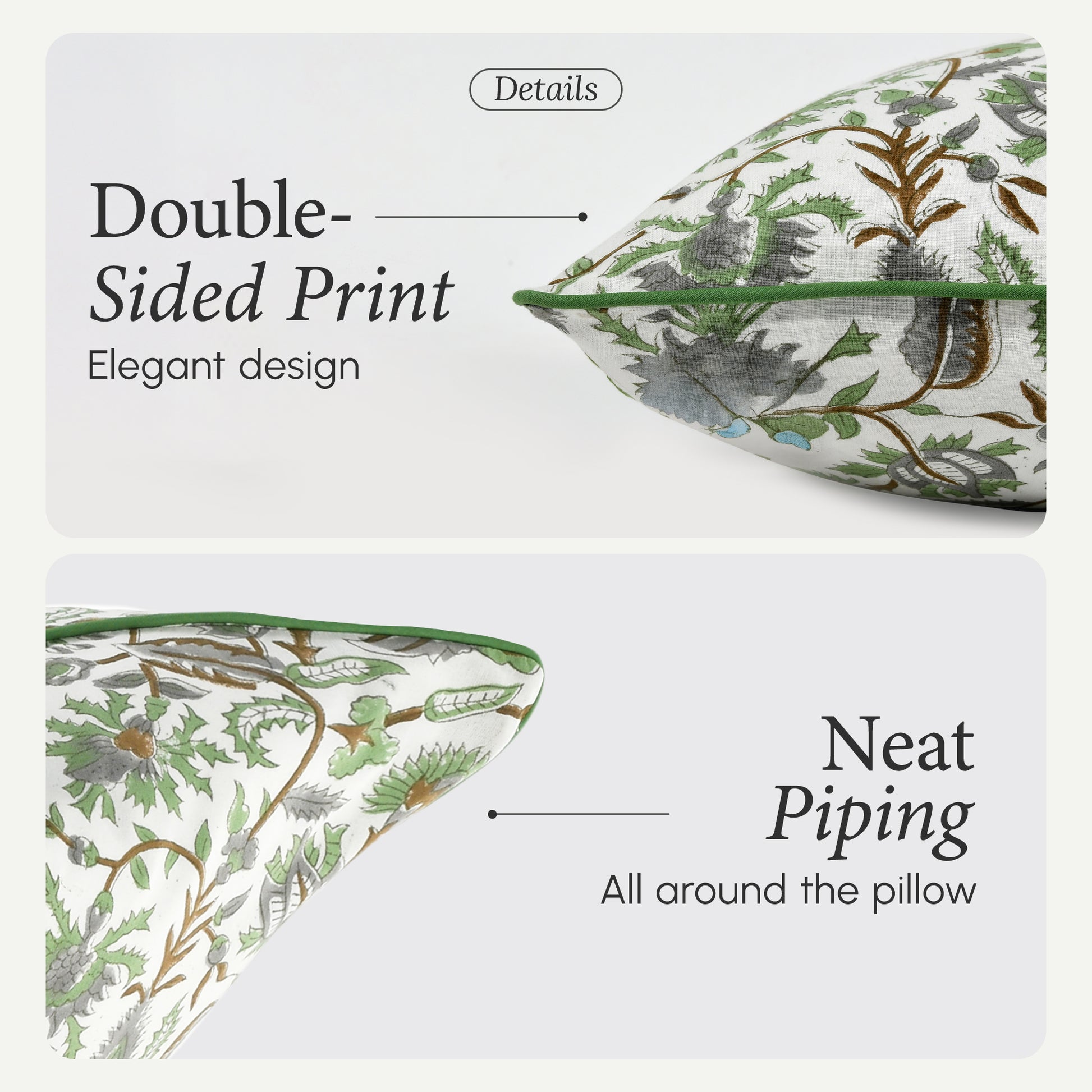 Piping Throw Pillow Covers - Mint Green (Set of 2)