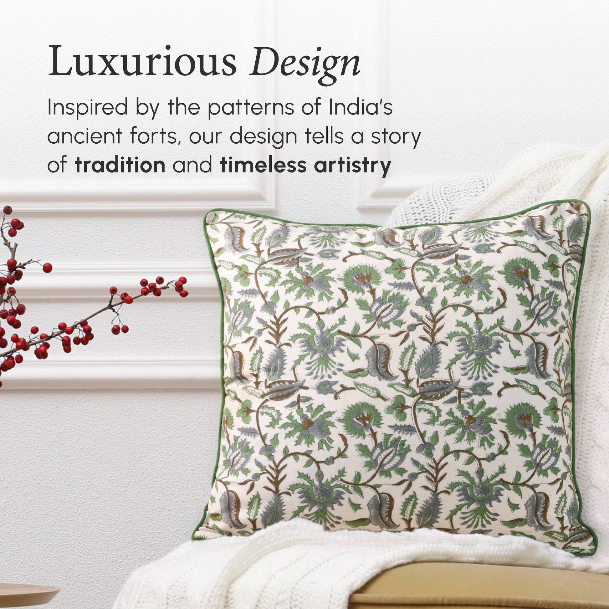 Piping Throw Pillow Covers - Mint Green (Set of 2)