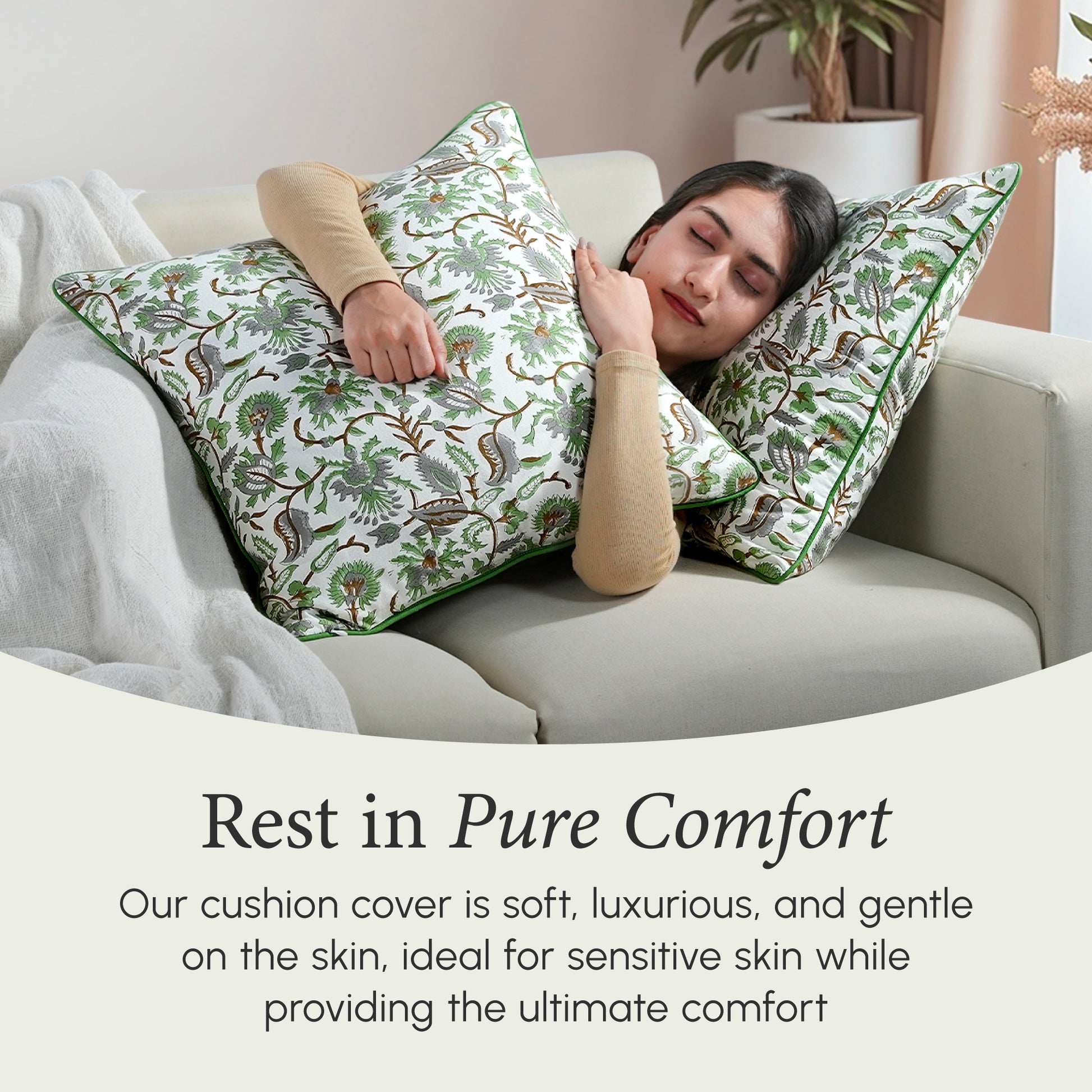 Piping Throw Pillow Covers - Mint Green (Set of 2)