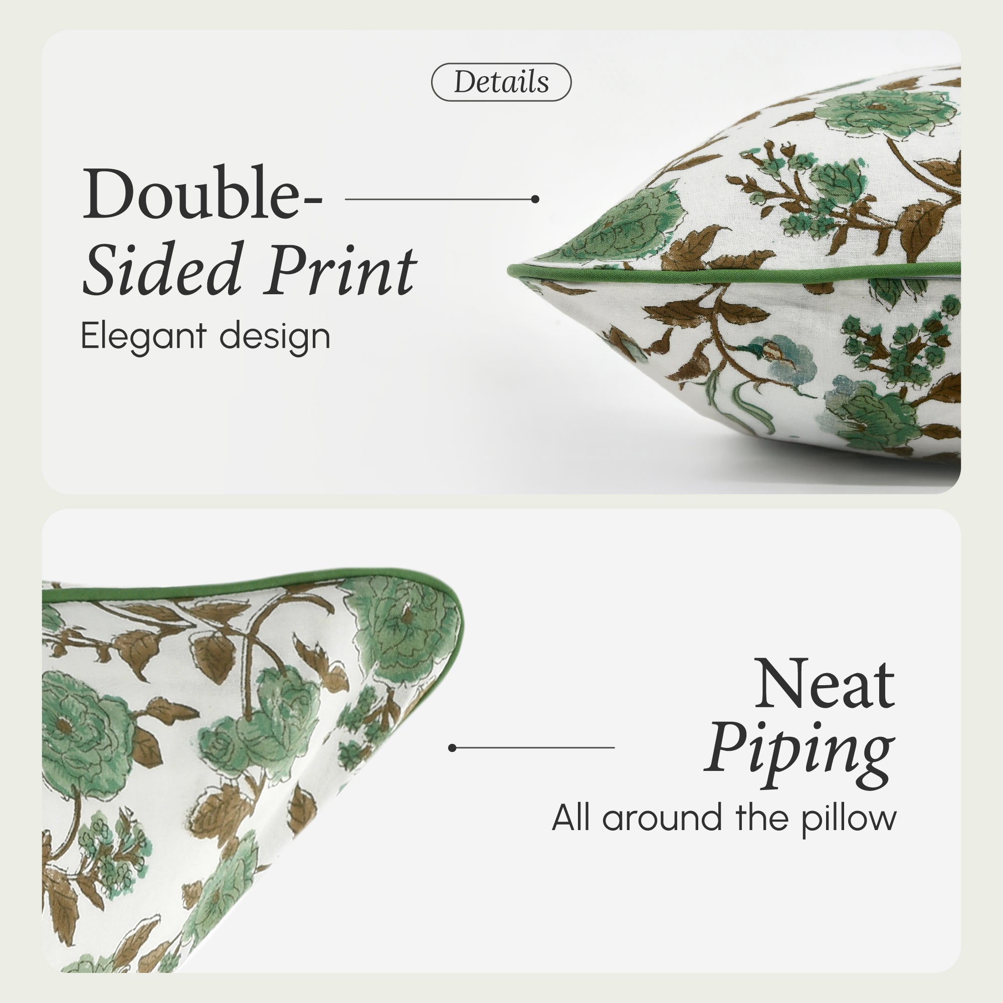 Piping Throw Pillow Covers - Fern Green (Set of 2)