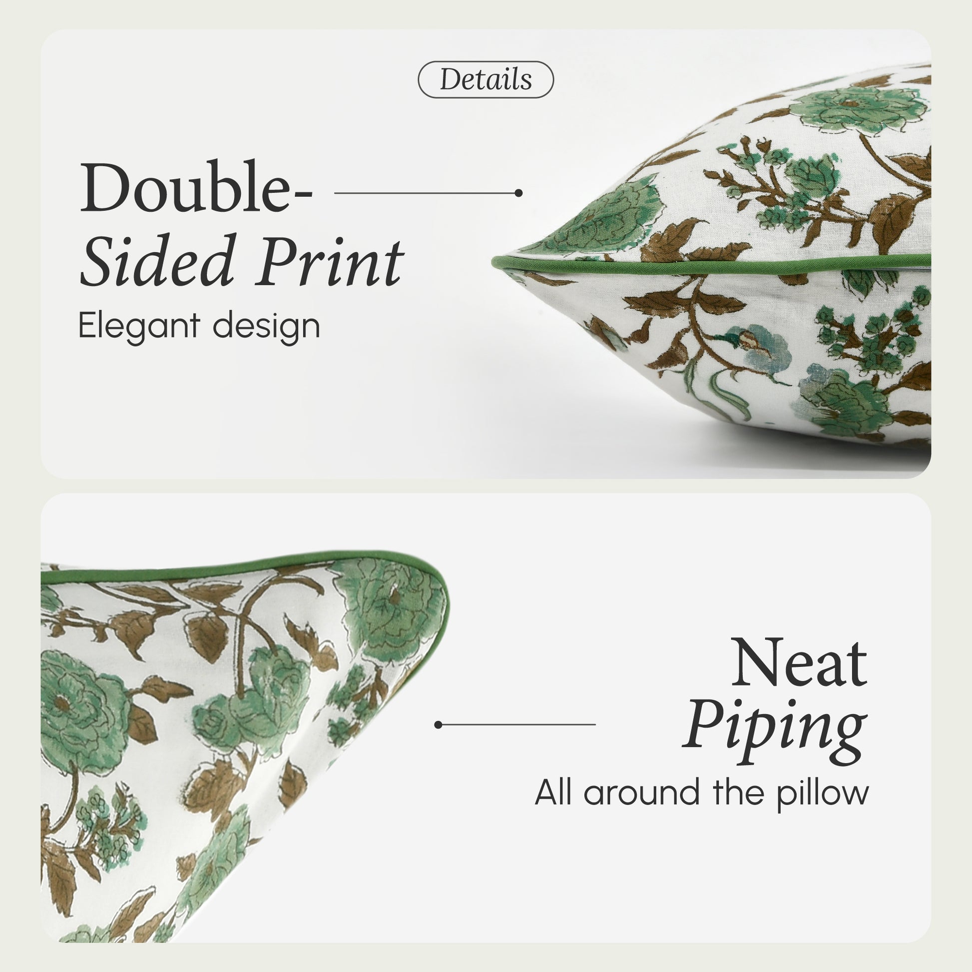 Piping Throw Pillow Covers - Fern Green (Set of 2)