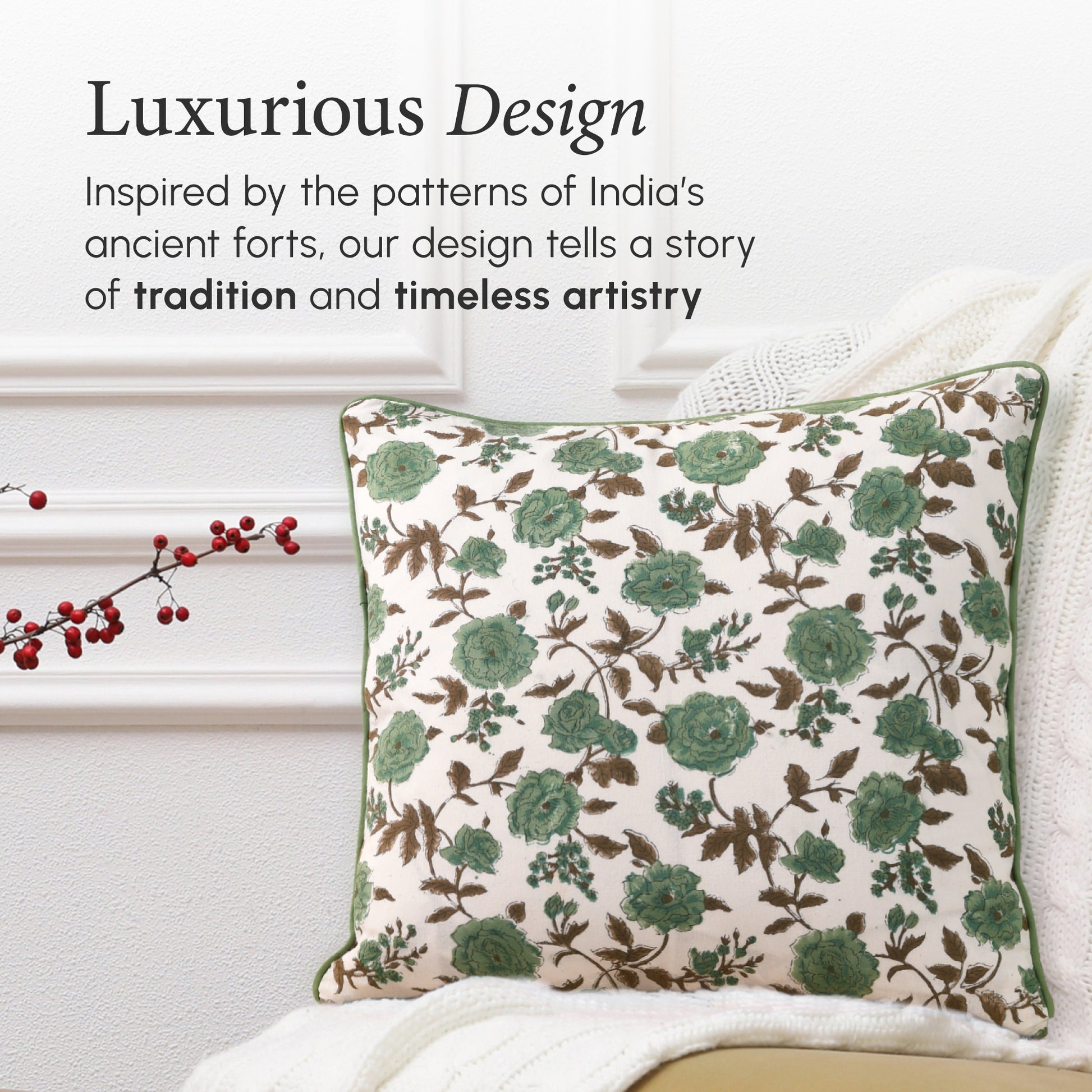 Piping Throw Pillow Covers - Fern Green (Set of 2)