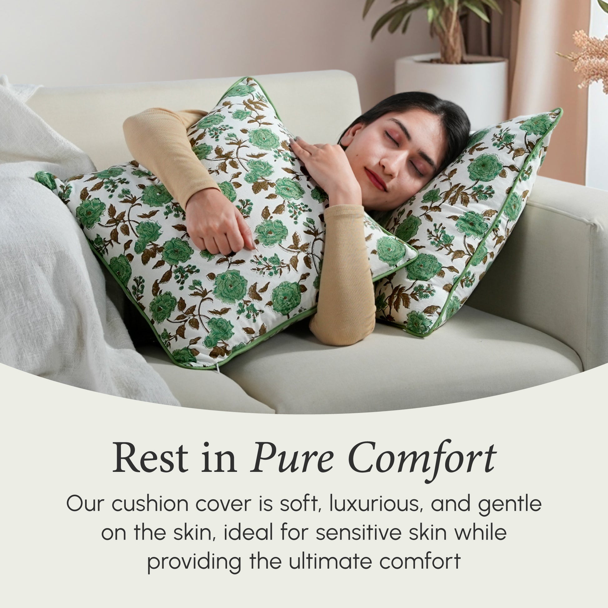 Piping Throw Pillow Covers - Fern Green (Set of 2)