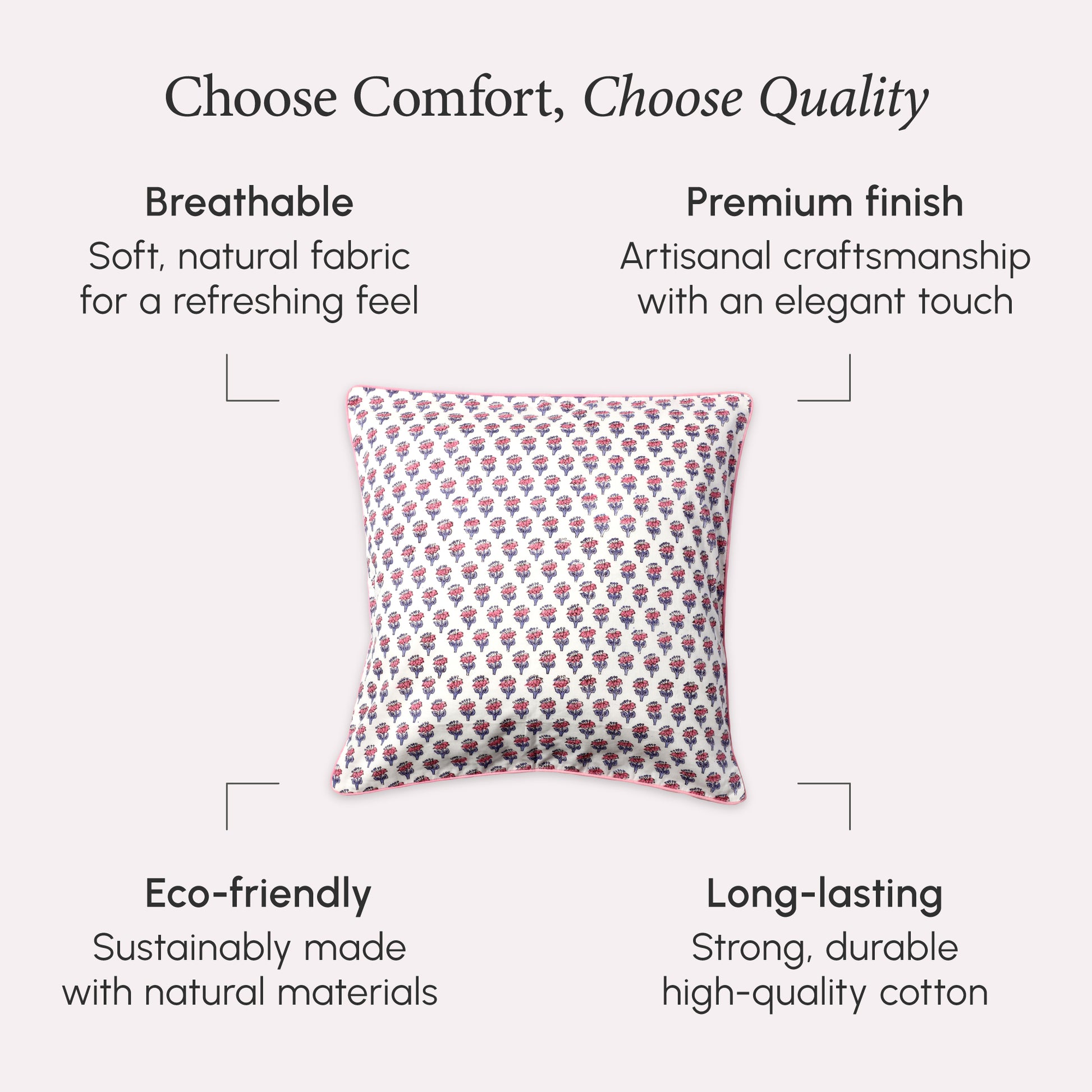 Piping Throw Pillow Covers - Pink Sapphire (Set of 2)