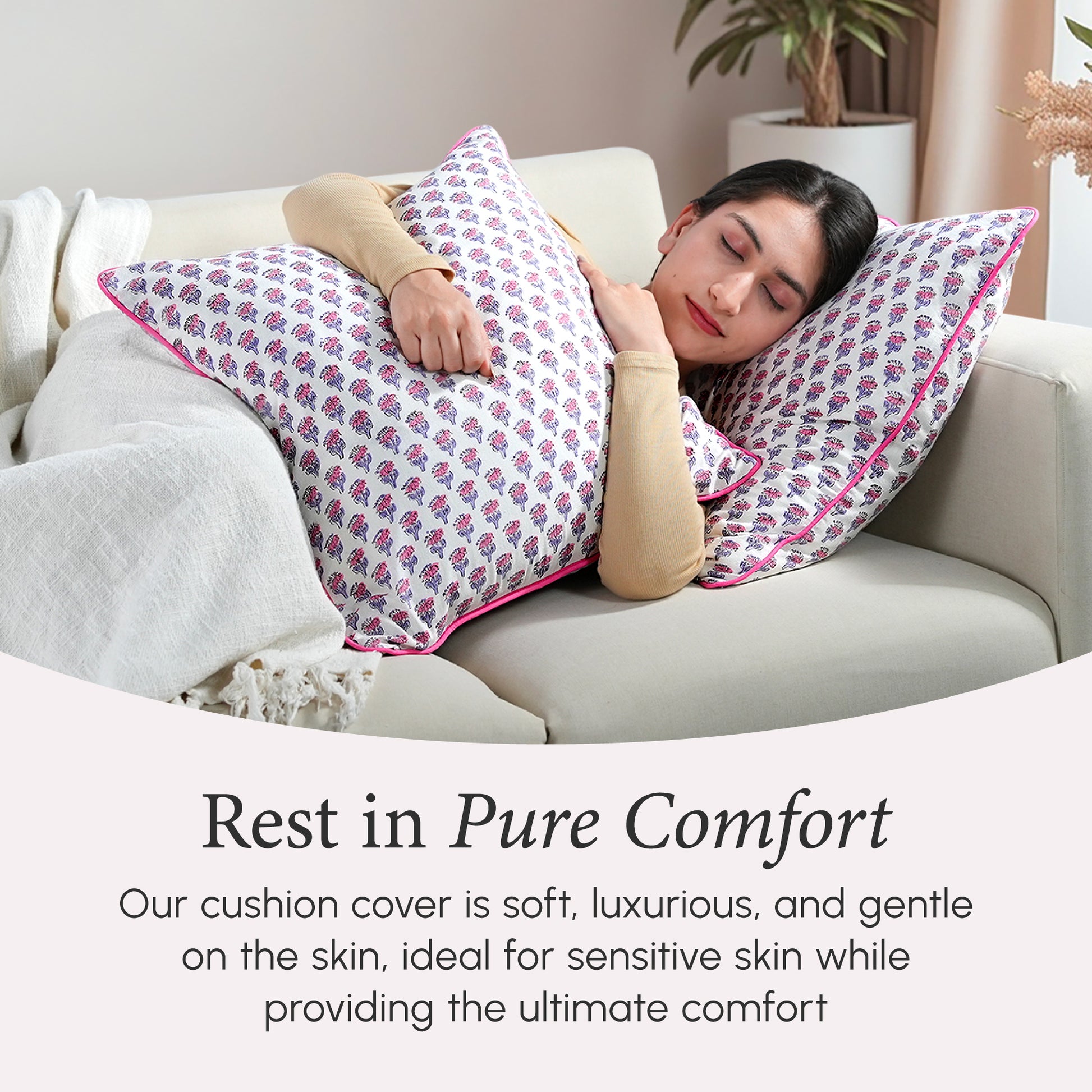 Piping Throw Pillow Covers - Pink Sapphire (Set of 2)
