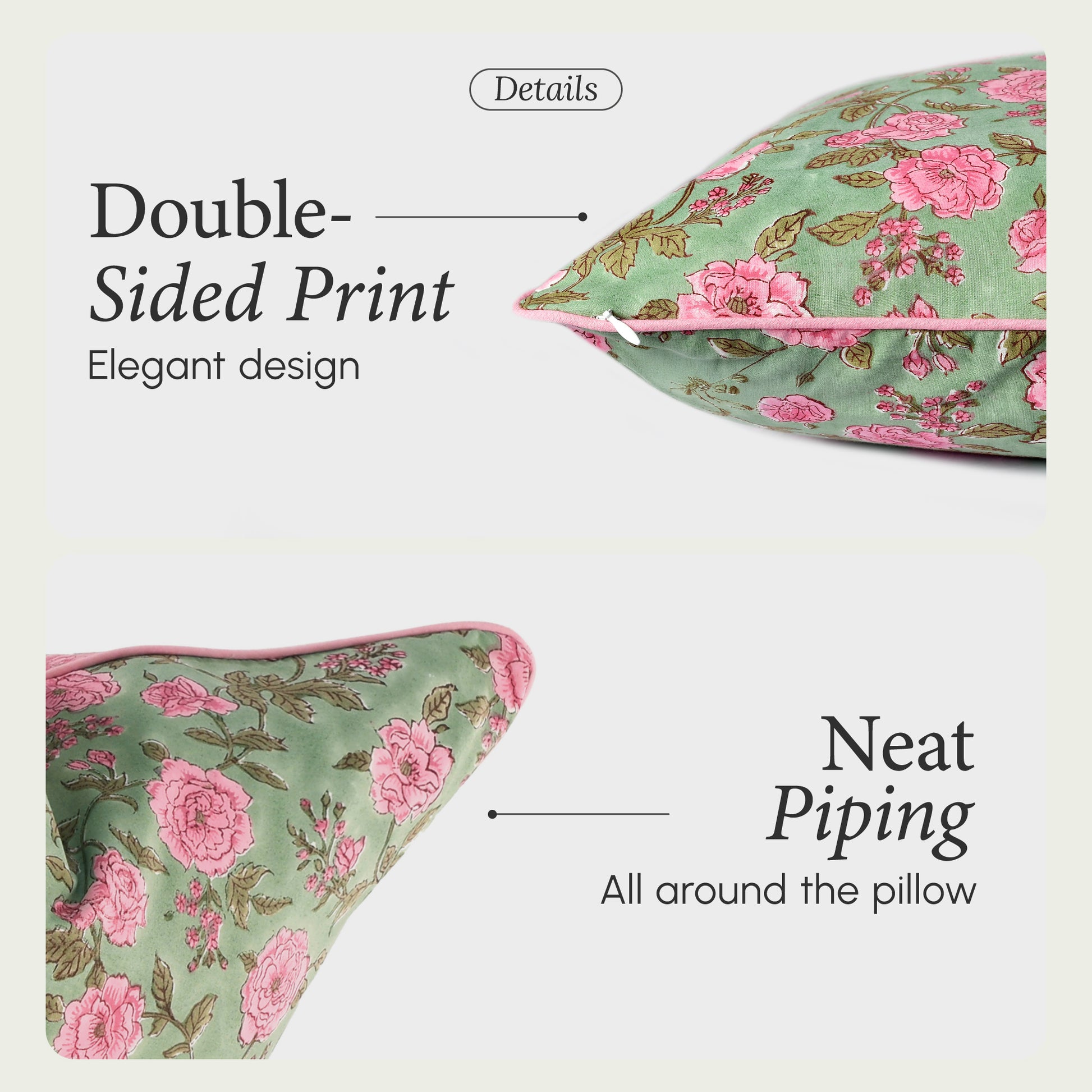 Piping Throw Pillow Covers - Pink Tourmaline (Set of 2)