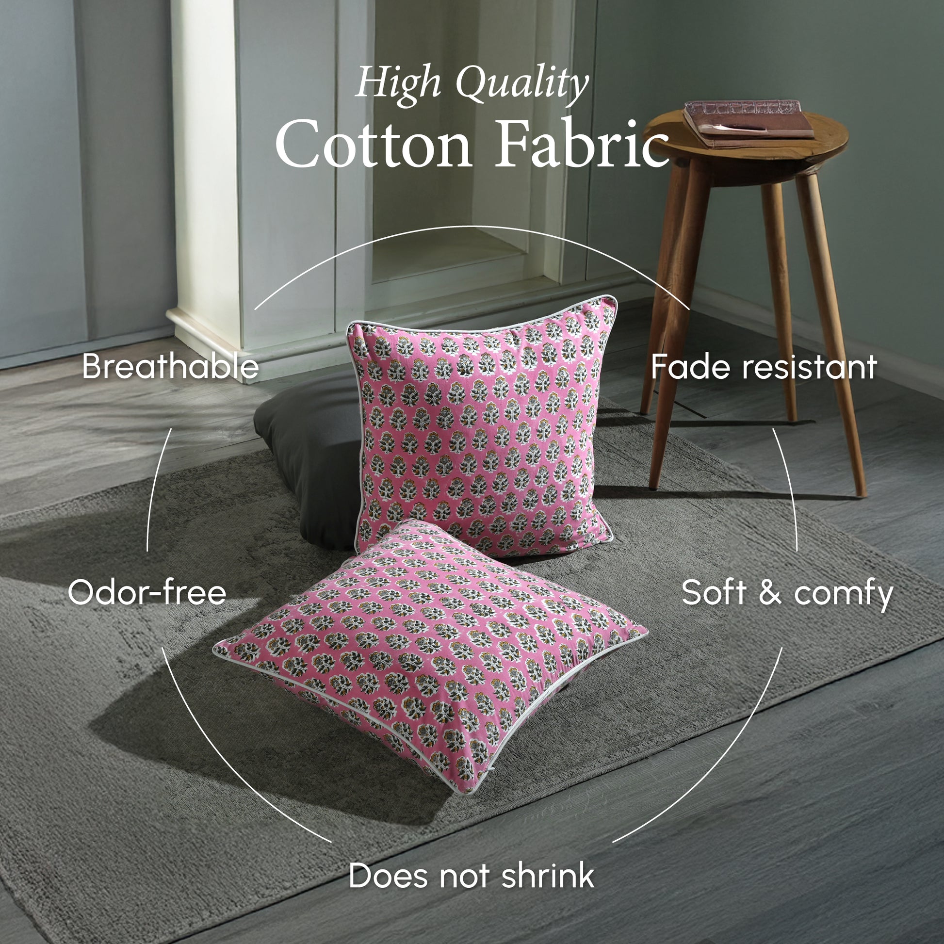 Piping Throw Pillow Covers - Poppy Pink (Set of 2)