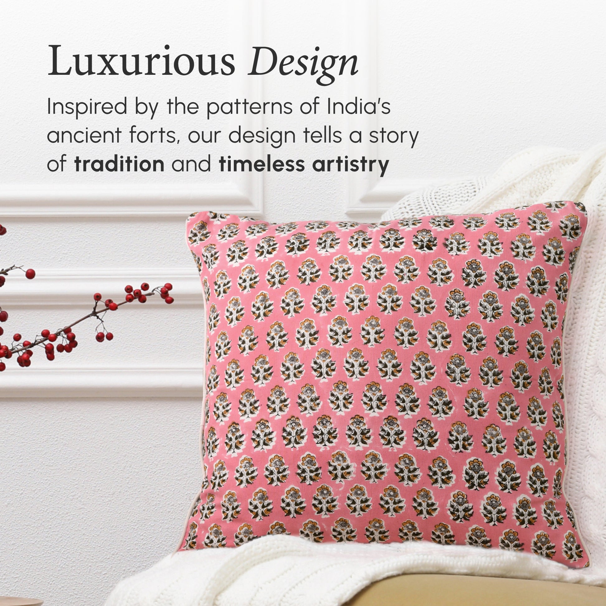 Piping Throw Pillow Covers - Poppy Pink (Set of 2)