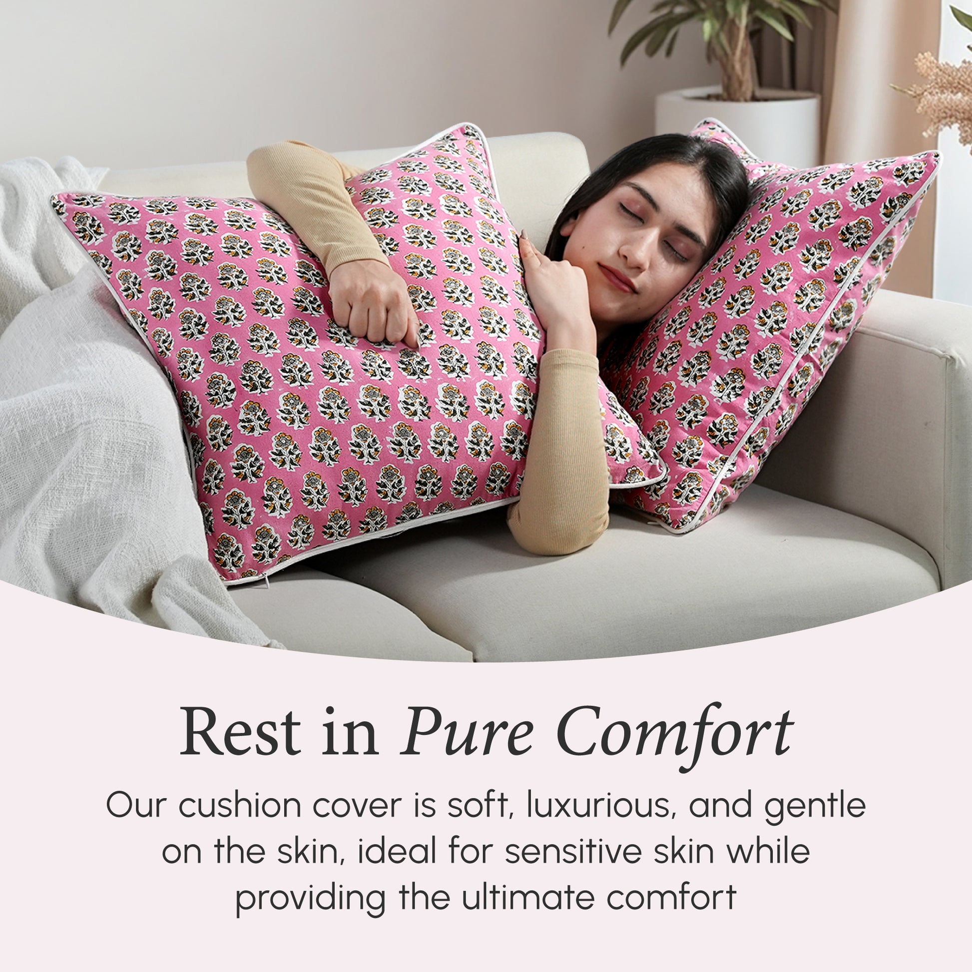 Piping Throw Pillow Covers - Poppy Pink (Set of 2)