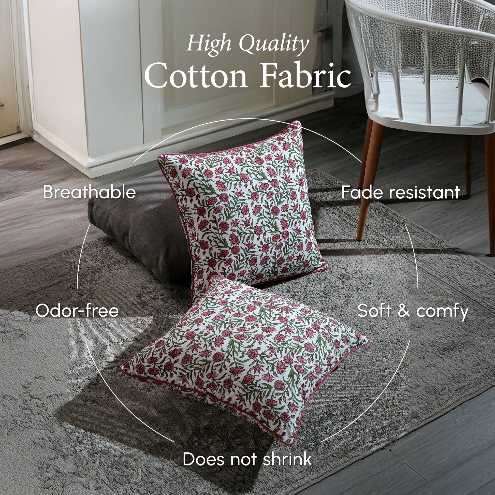 Piping Throw Pillow Covers - Red Garnet (Set of 2)