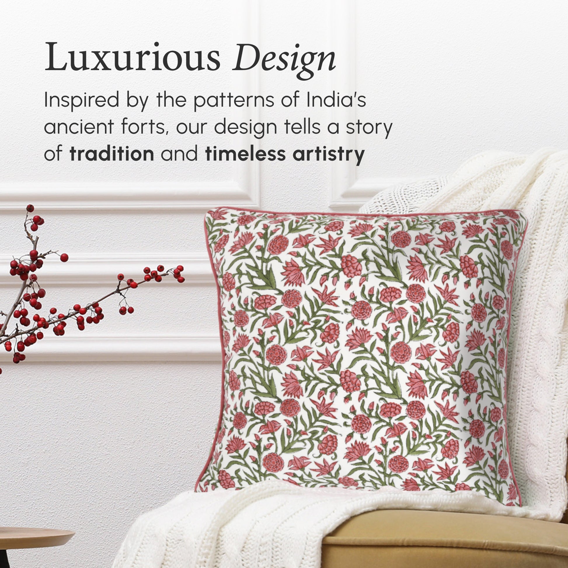 Piping Throw Pillow Covers - Red Garnet (Set of 2)