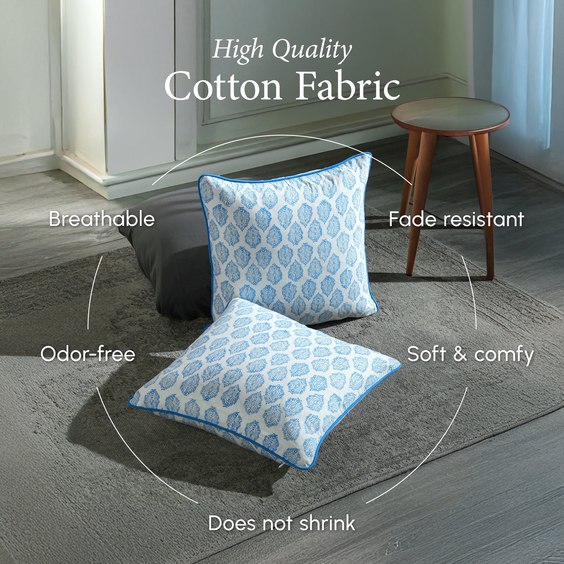 Piping Throw Pillow Covers - Royal Blue (Set of 2)