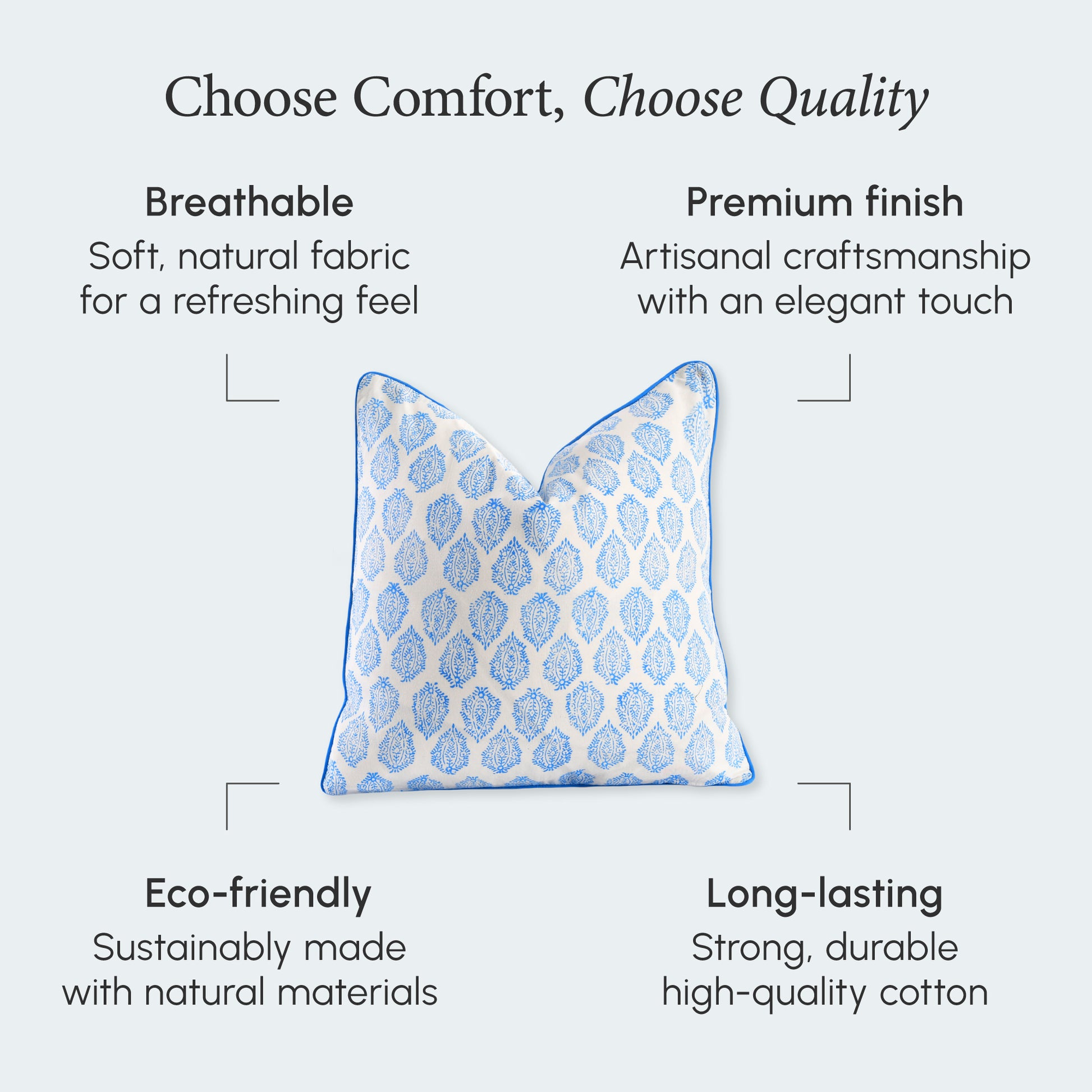 Piping Throw Pillow Covers - Royal Blue (Set of 2)