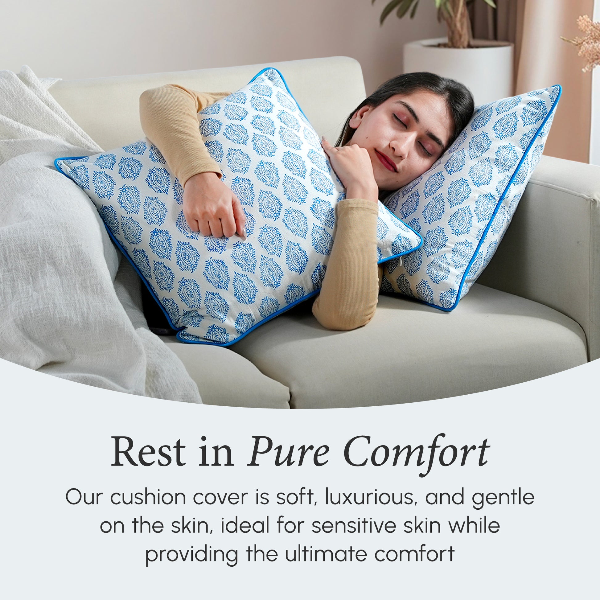 Piping Throw Pillow Covers - Royal Blue (Set of 2)