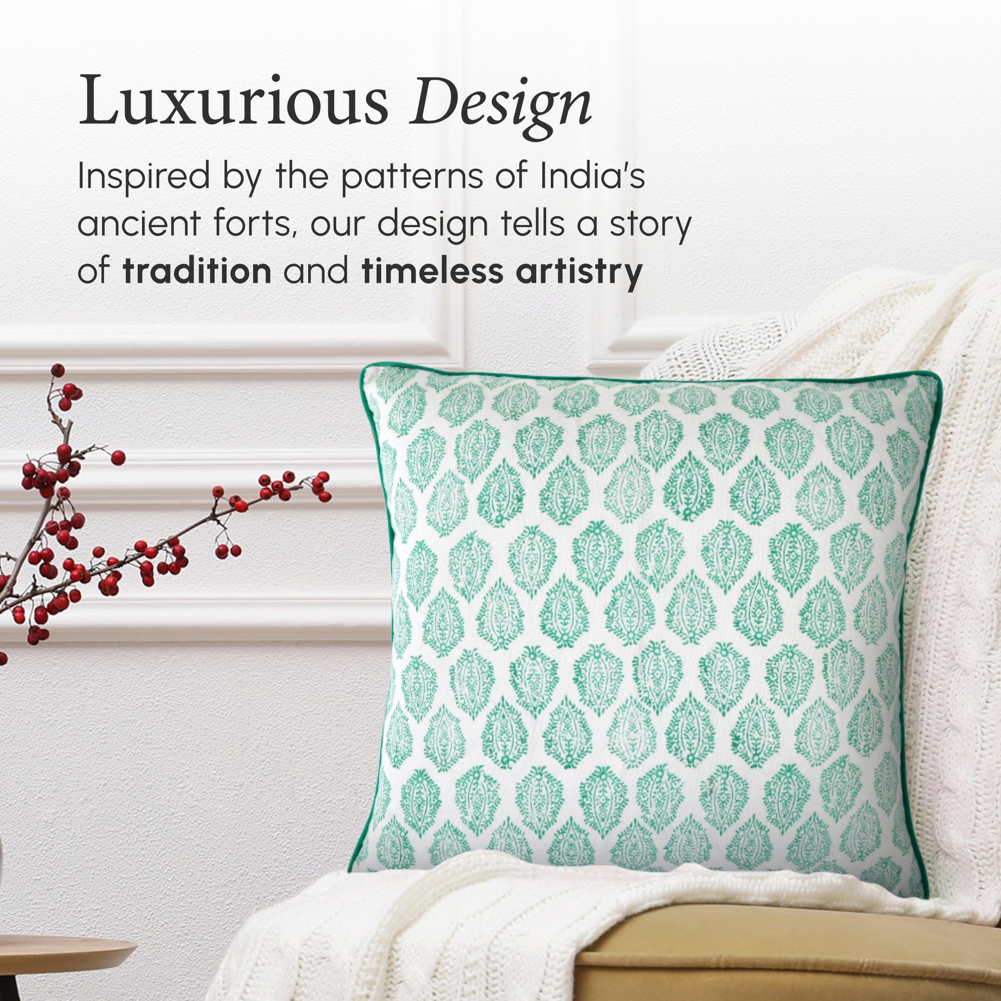 Piping Throw Pillow Covers - Sea Green (Set of 2)