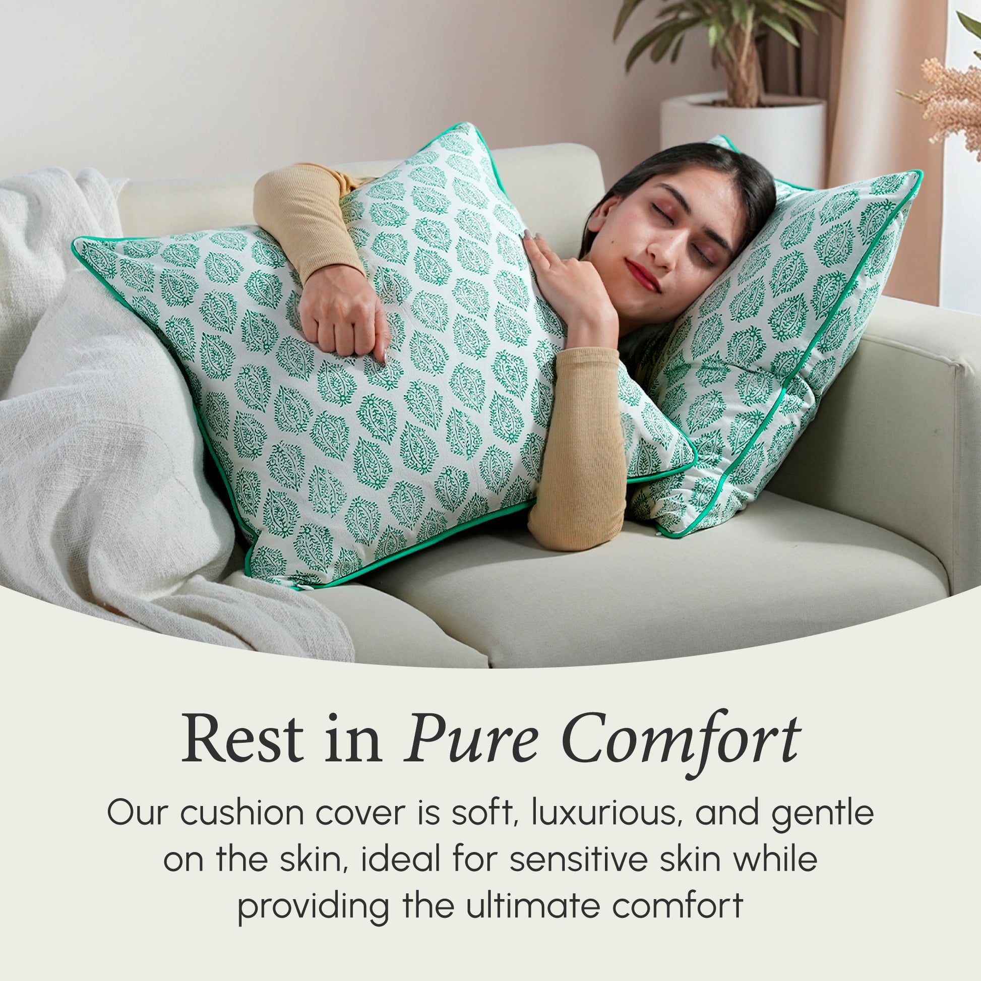 Piping Throw Pillow Covers - Sea Green (Set of 2)