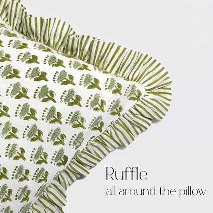 Ruffle Throw Pillow Covers -  Emerald Green