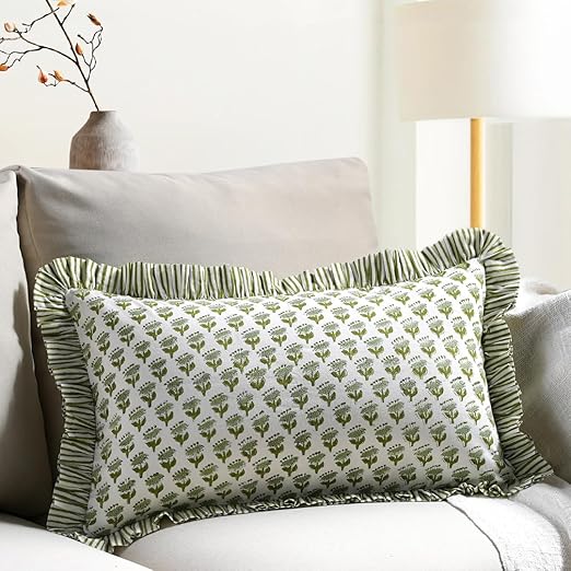 Ruffle Throw Pillow Covers -  Emerald Green