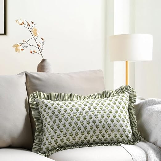 Ruffle Throw Pillow Covers -  Emerald Green