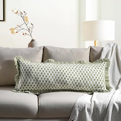 Cotton Ruffle Sham Cover - Emerald Green