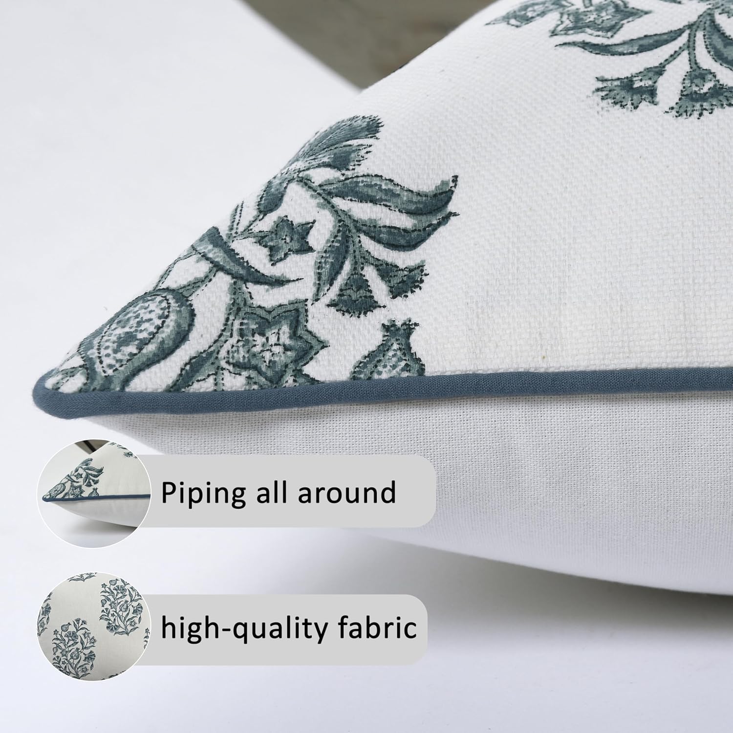 Boho Cotton Pillow Covers - Indigo Blue (Set of 2)