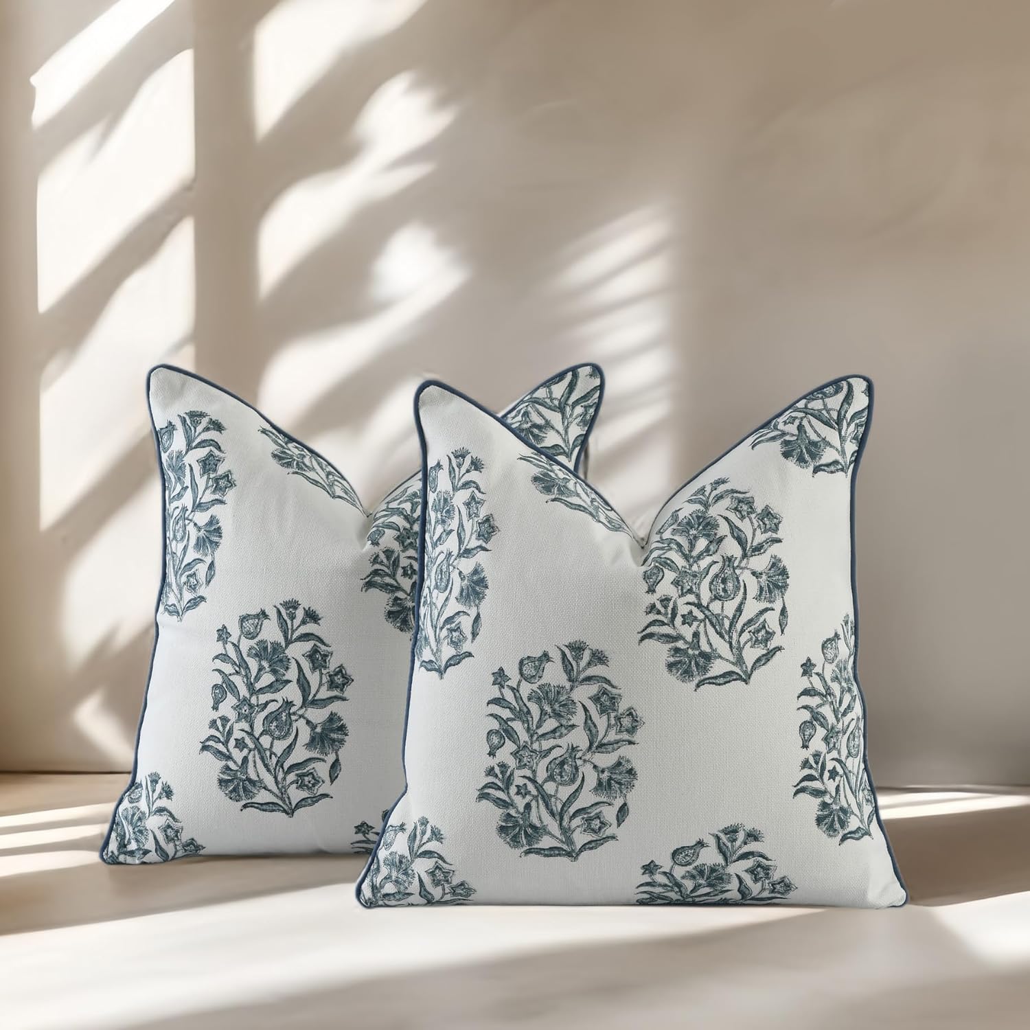 Boho Cotton Pillow Covers - Indigo Blue (Set of 2)