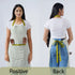 Green and white botanical apron with waist tie and front pockets